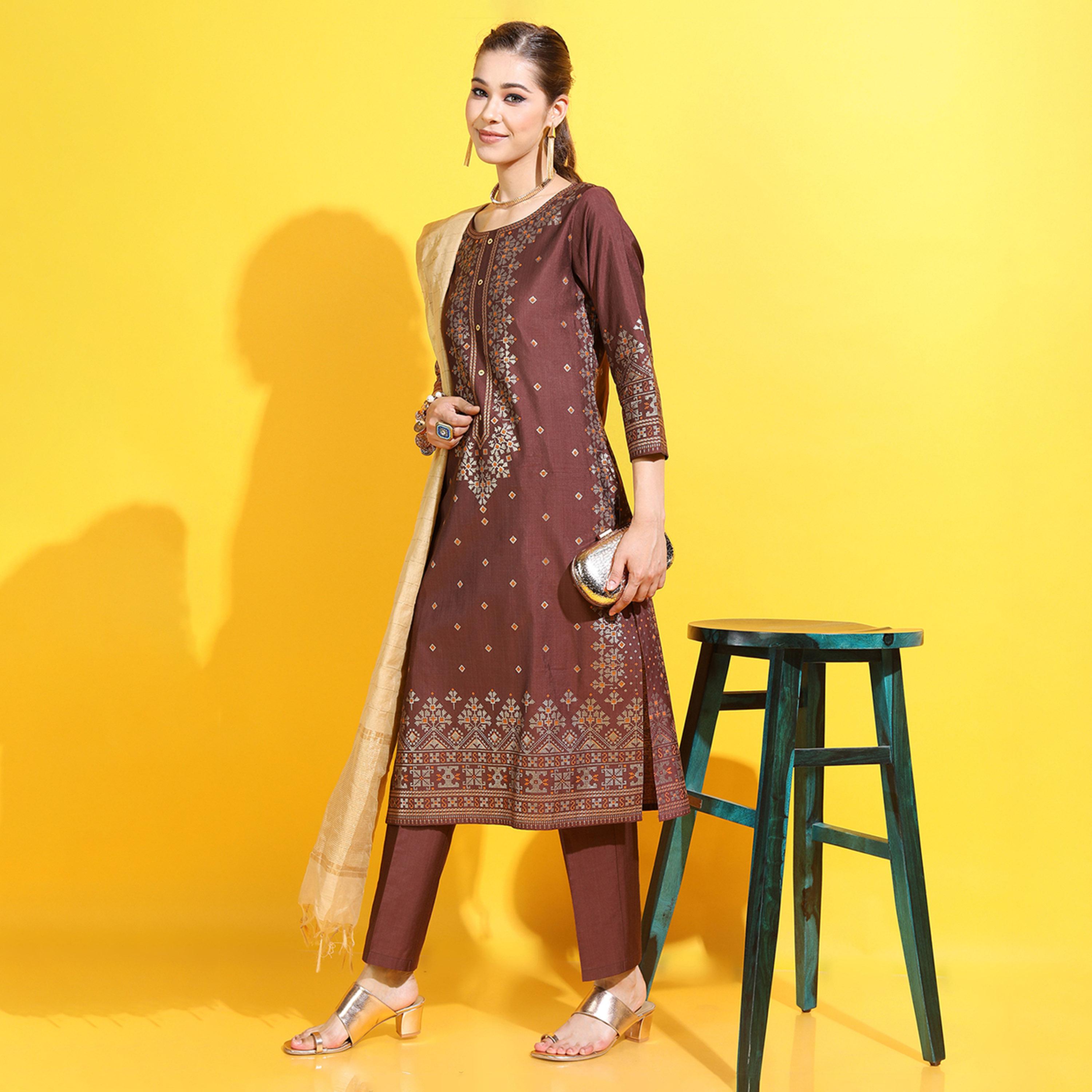 Vishudh X Styli Women Ethnic Motifs Viscose Rayon Kurta with Trousers and Dupatta-women-clothing-ethnicwear-sareesets-image-6