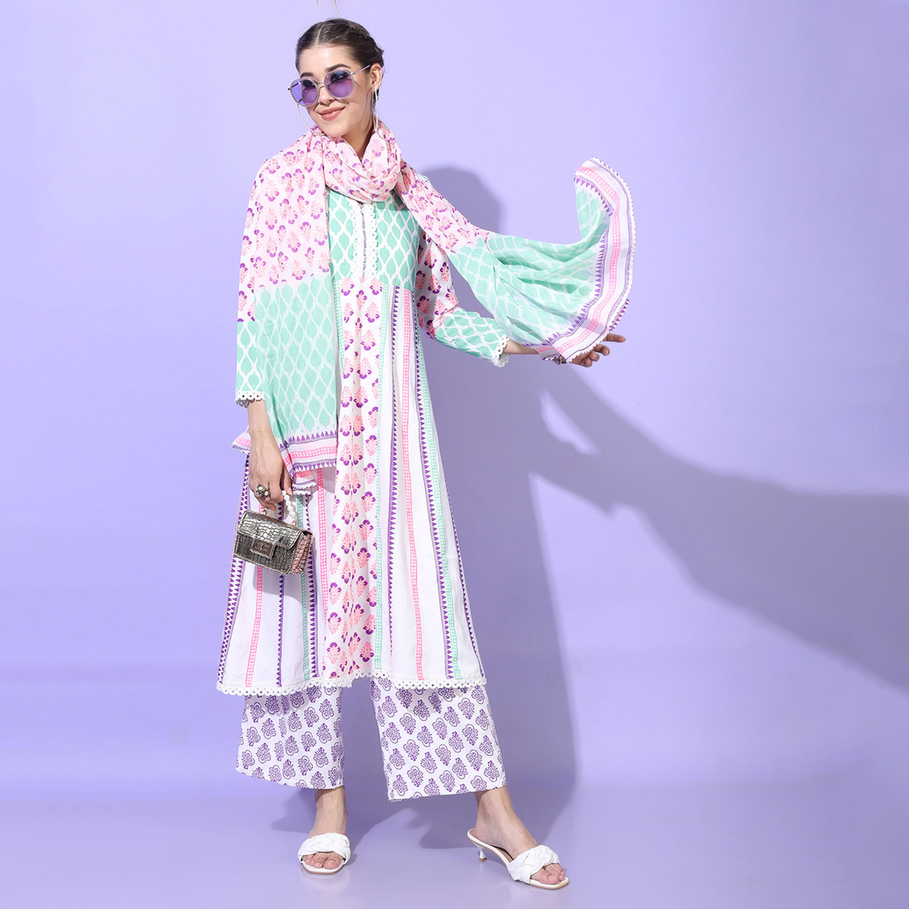 Vishudh X Styli Women Floral Viscose Rayon Kurta with Trousers with Dupatta-women-clothing-ethnicwear-sareesets-image-1