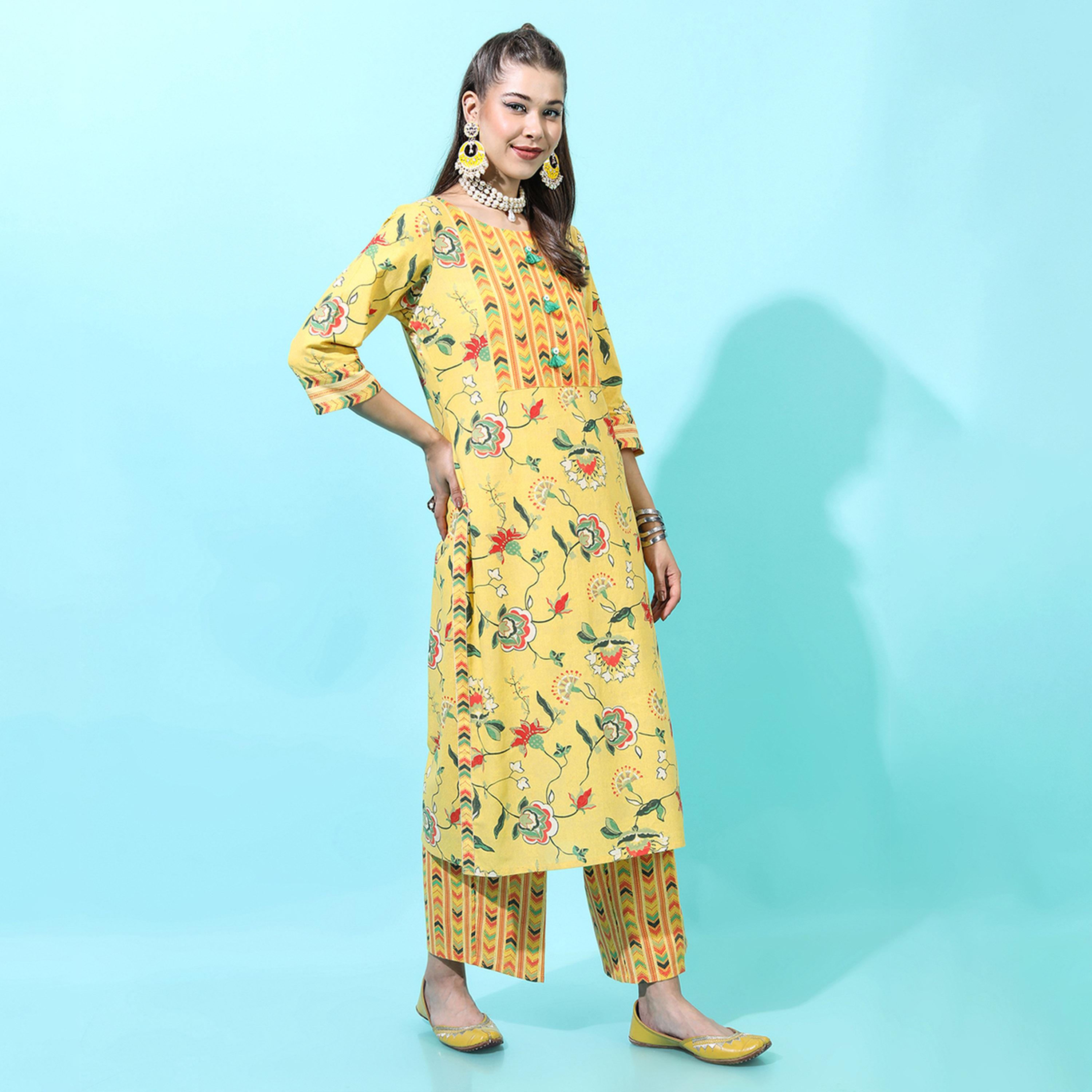 فيشود × ستايلي - كورتا نسائية مورّدة من القطن الخالص مع بنطال ووشاح-women-clothing-ethnicwear-sareesets-image-9