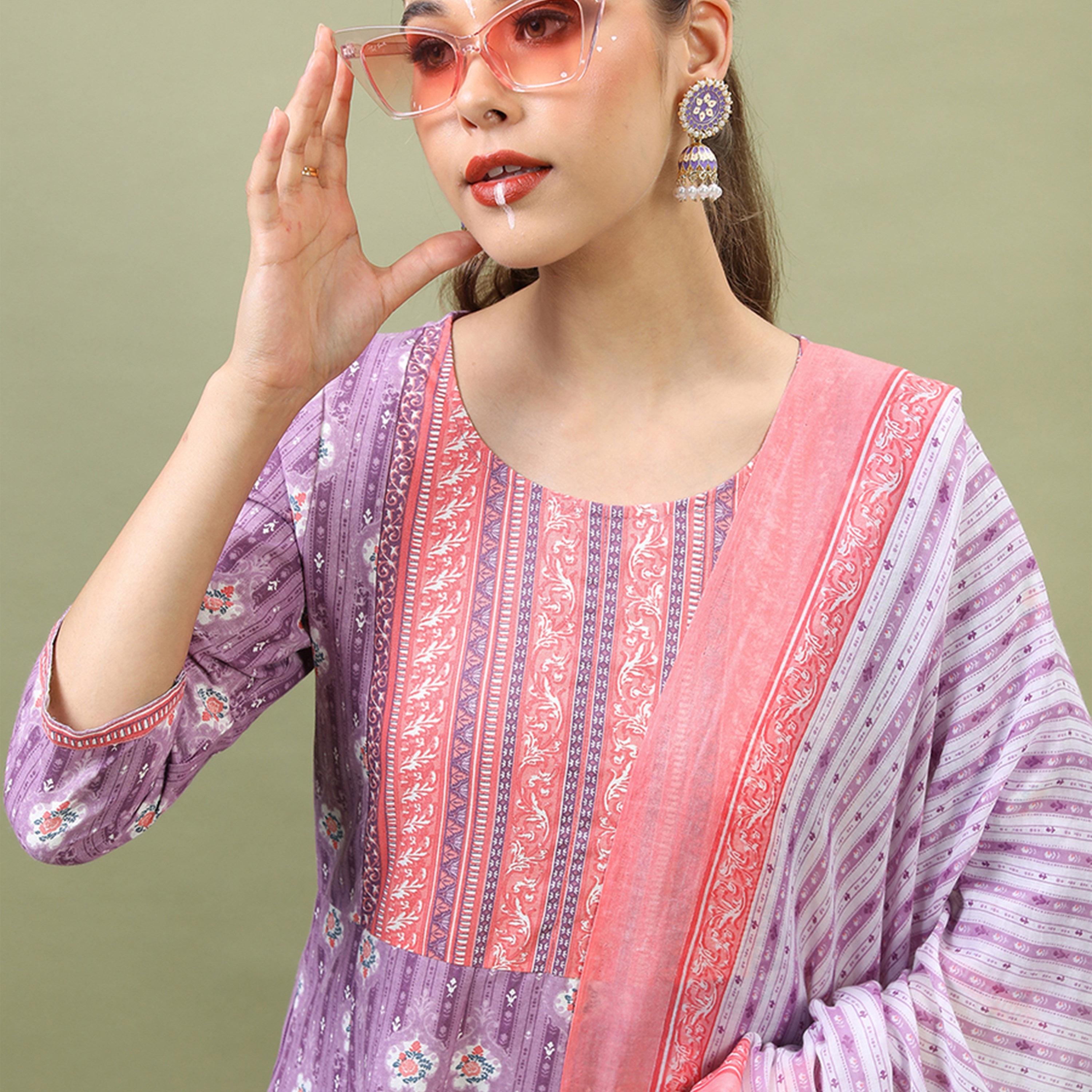 Vishudh X Styli Women Floral Pure Cotton Kurta with Palazzo and Dupatta-women-clothing-ethnicwear-sareesets-image-2