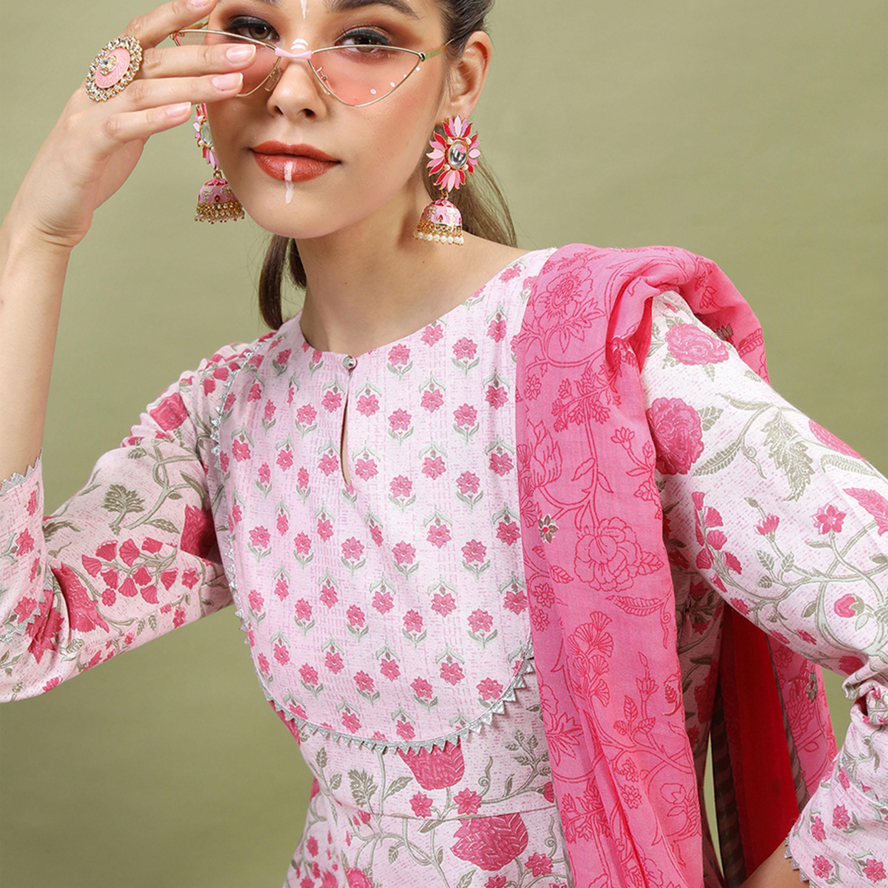 Vishudh X Styli Women Floral Pure Cotton Kurta with Trousers and Dupatta-women-clothing-ethnicwear-sareesets-image-2