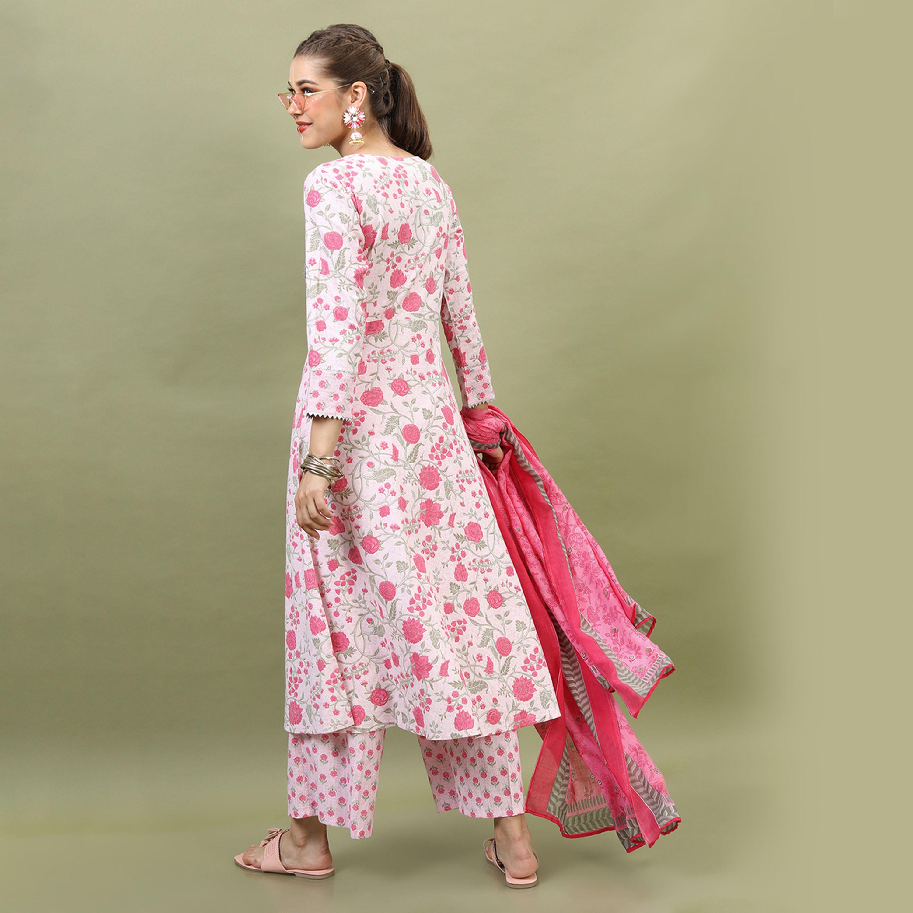 Vishudh X Styli Women Floral Pure Cotton Kurta with Trousers and Dupatta-women-clothing-ethnicwear-sareesets-image-3