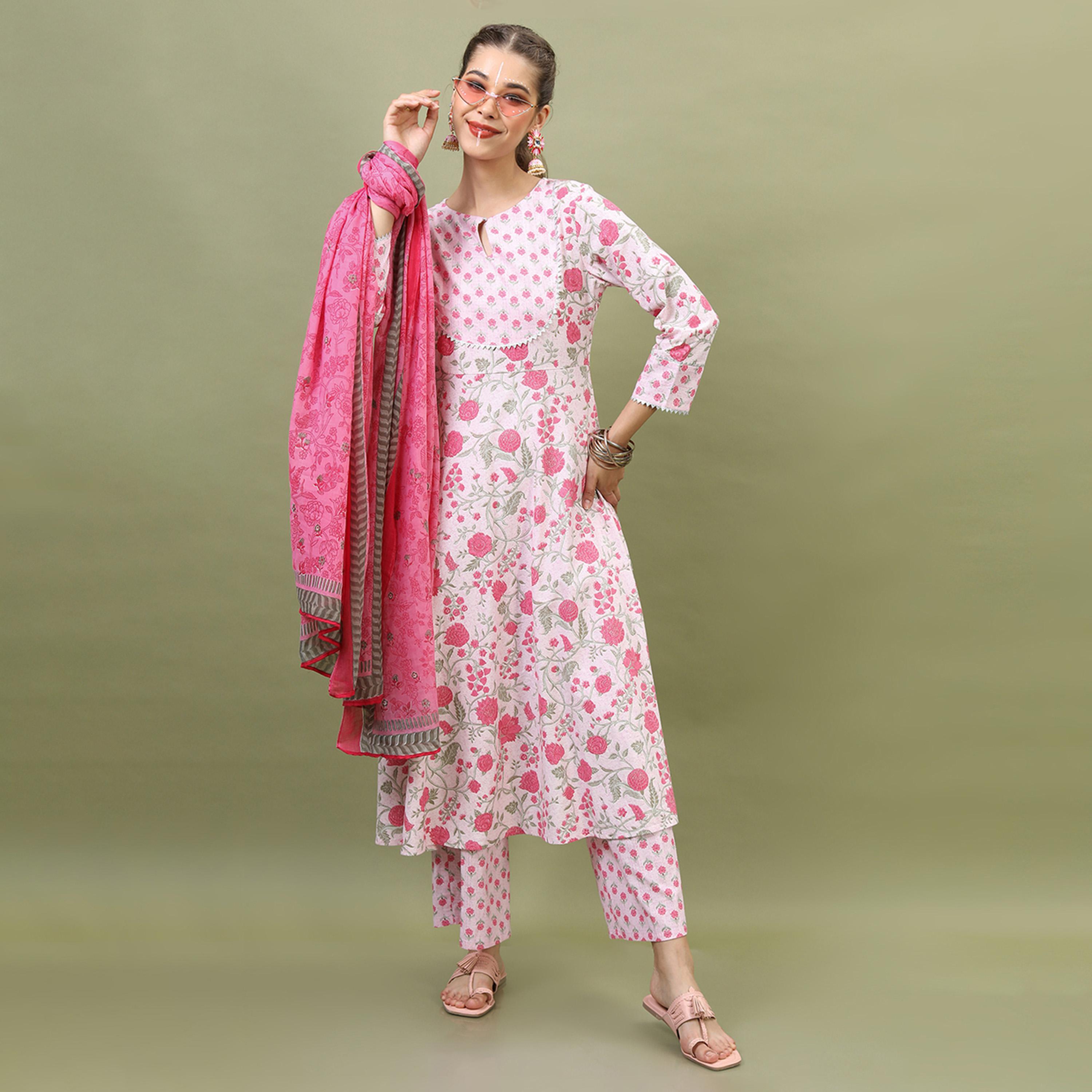 Vishudh X Styli Women Floral Pure Cotton Kurta with Trousers and Dupatta-women-clothing-ethnicwear-sareesets-image-5