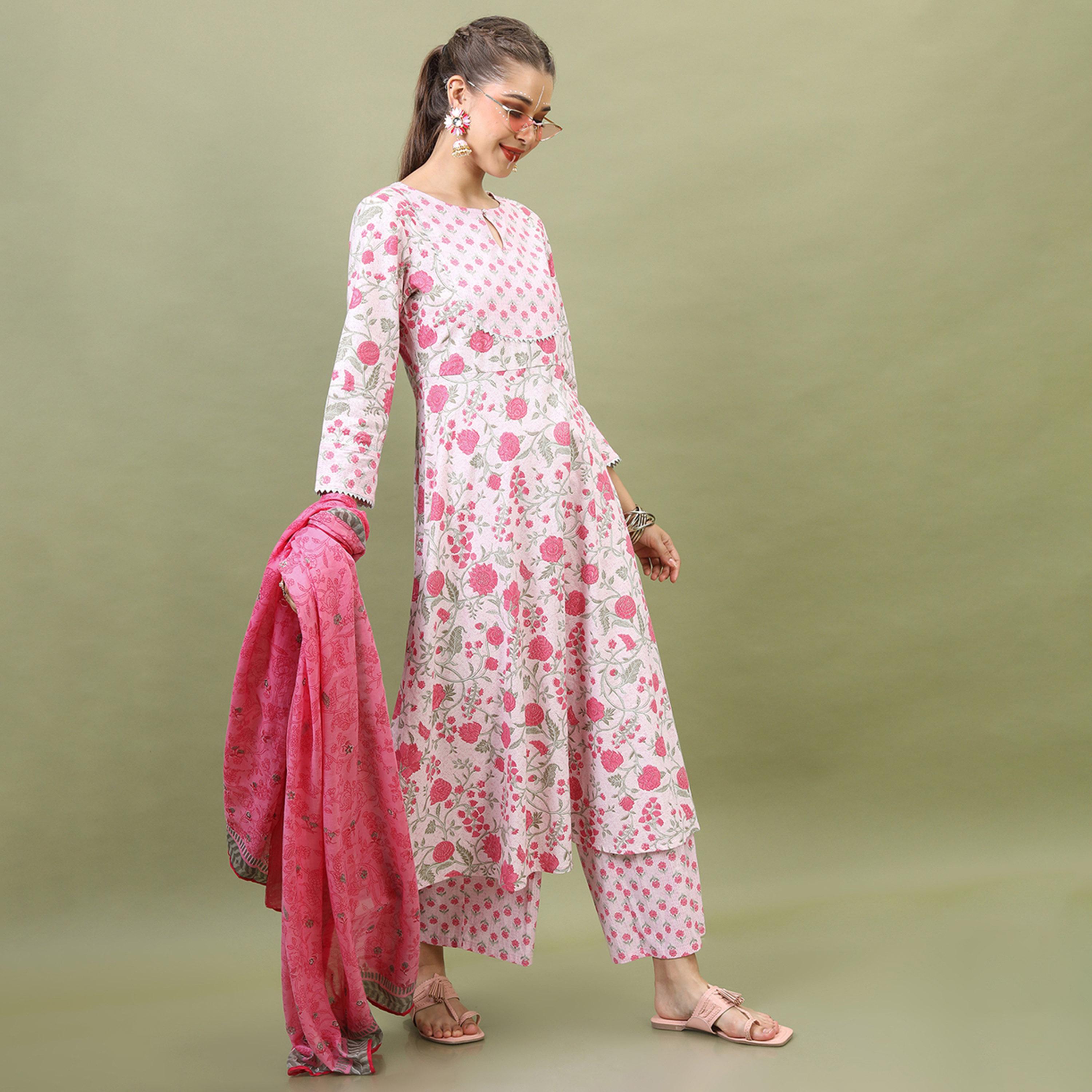 Vishudh X Styli Women Floral Pure Cotton Kurta with Trousers and Dupatta-women-clothing-ethnicwear-sareesets-image-6
