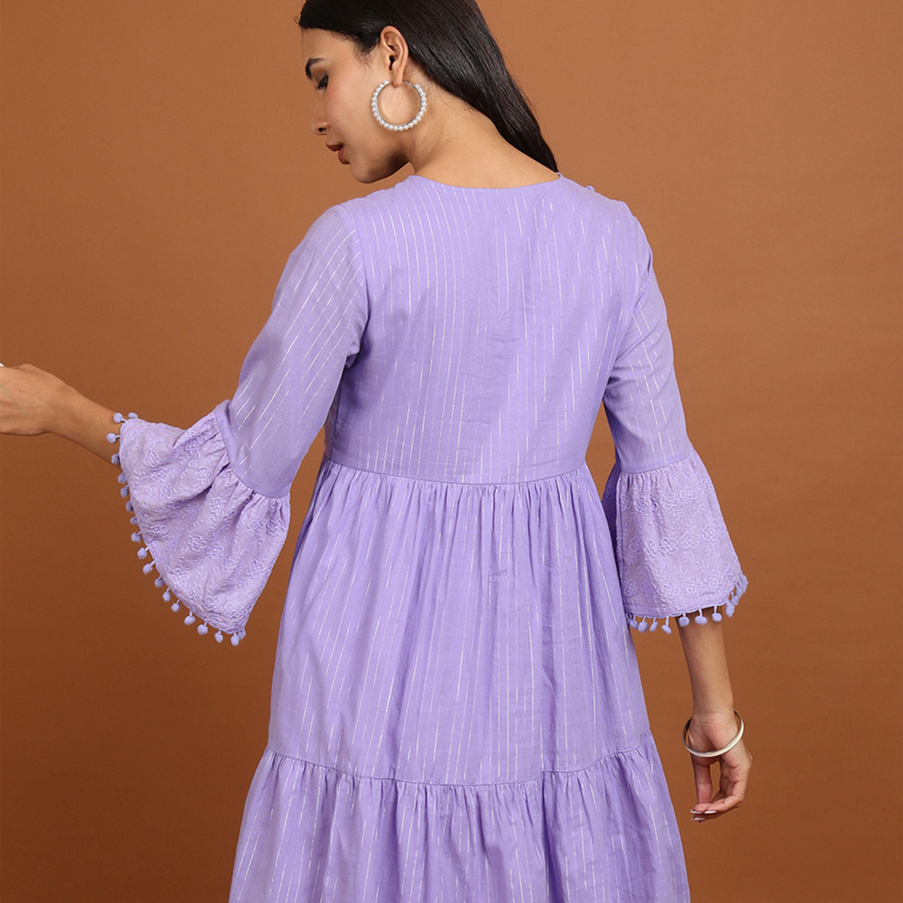 Vishudh X Styli Lavender Floral Embroidered A-Line Dress-women-clothing-dresses-image-3