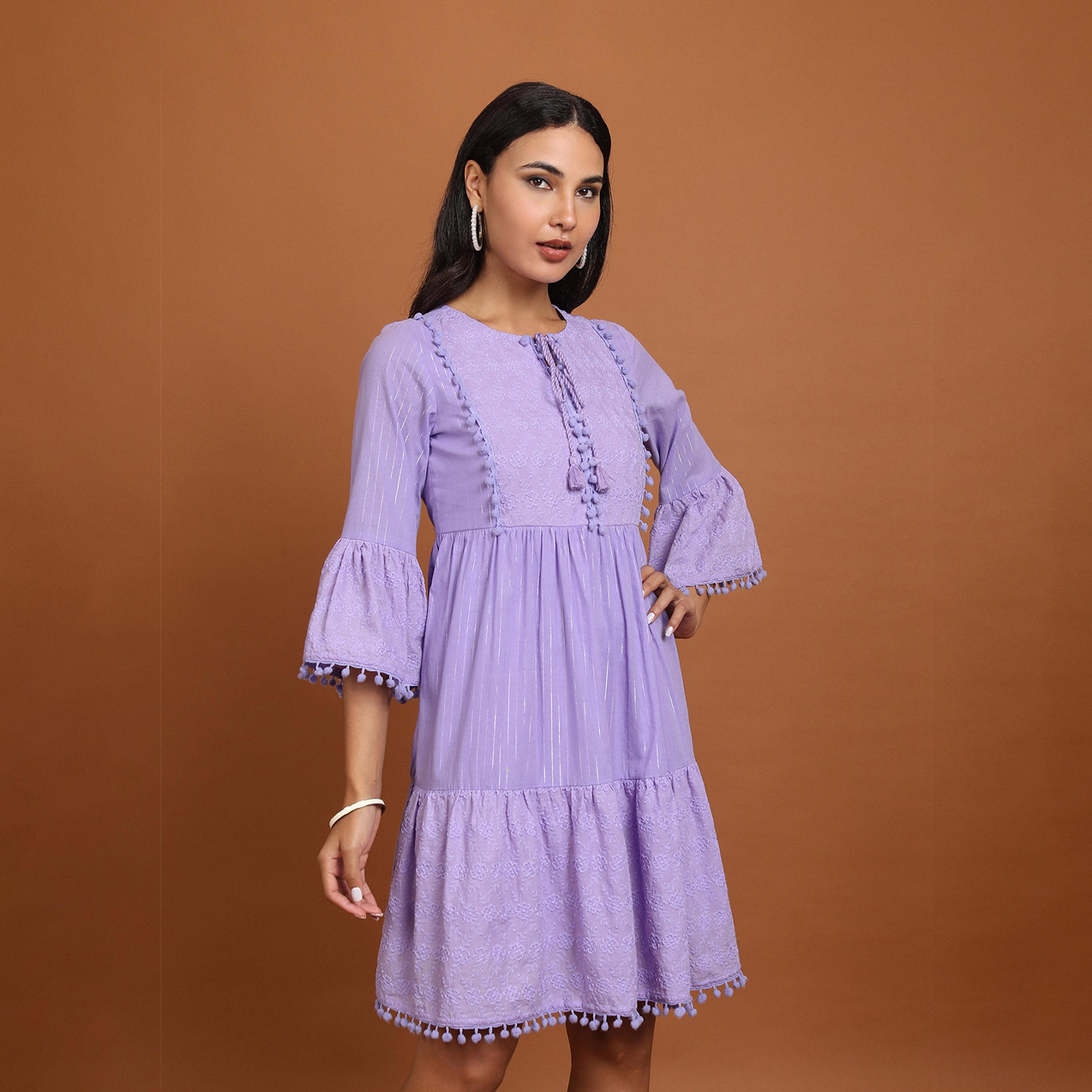 Vishudh X Styli Lavender Floral Embroidered A-Line Dress-women-clothing-dresses-image-6