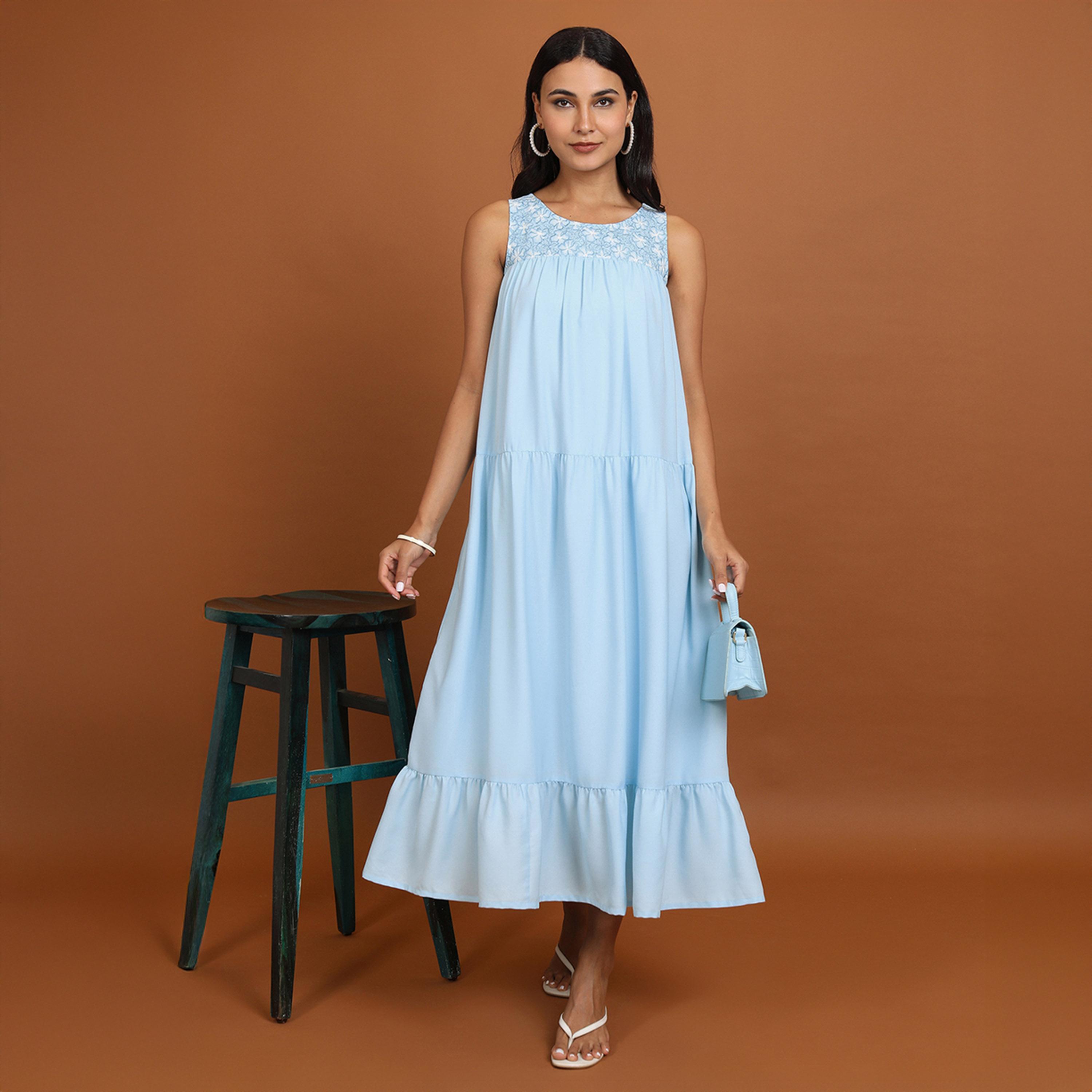 Vishudh X Styli Blue Floral Embroidered Sleeveless Maxi Dress-women-clothing-dresses-image-1