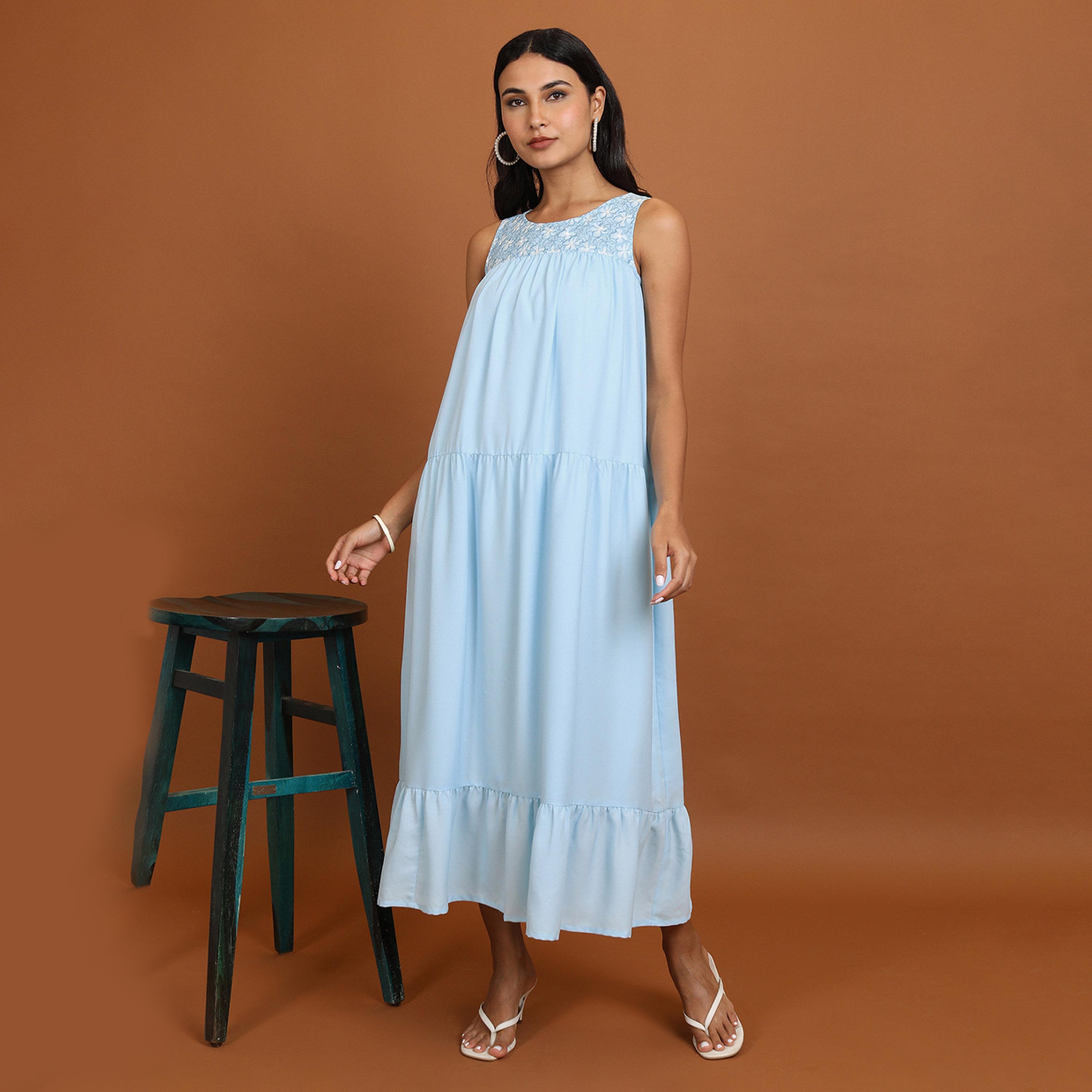 Vishudh X Styli Blue Floral Embroidered Sleeveless Maxi Dress-women-clothing-dresses-image-2