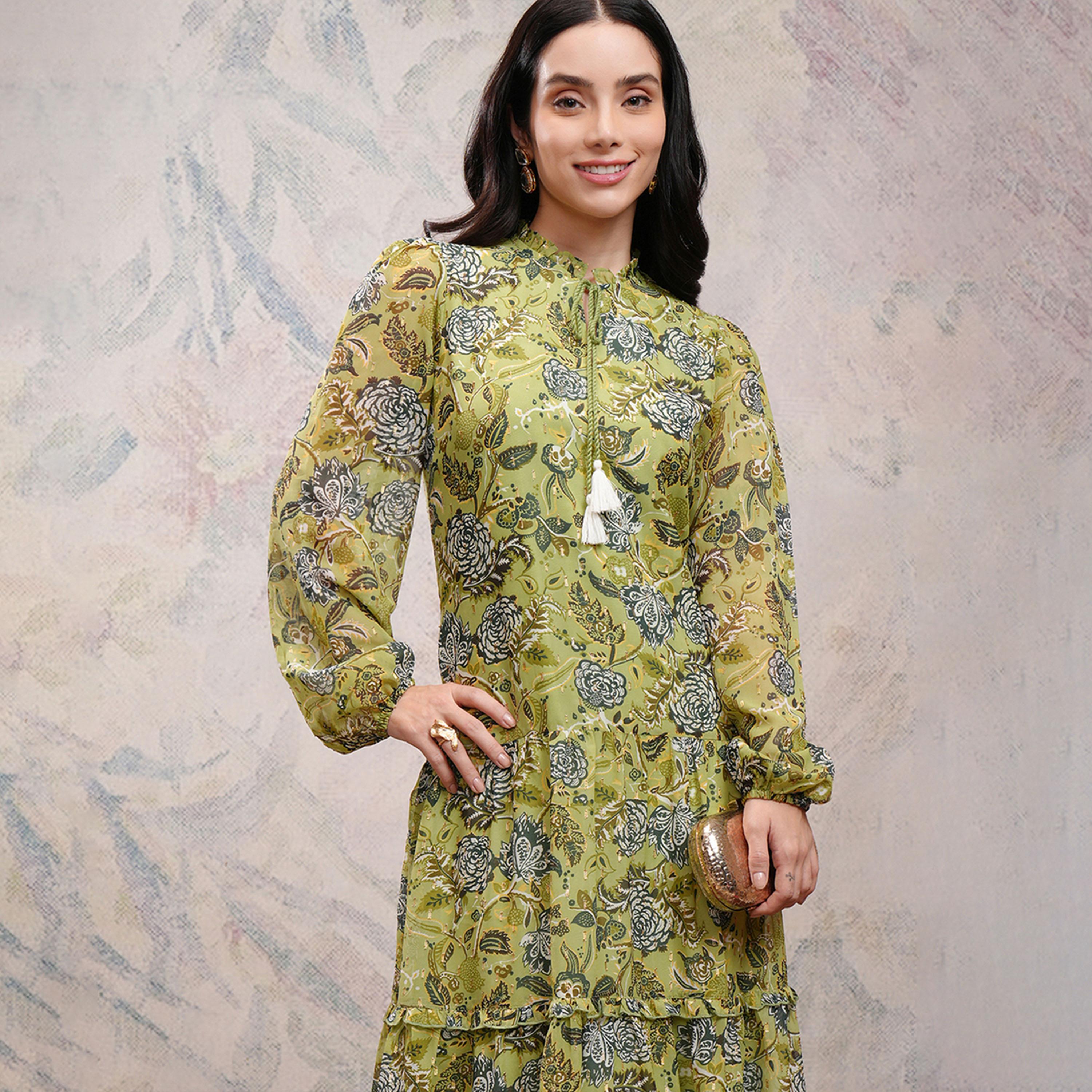 فيشود × ستايلي - فستان ماكسي نسائي بطبعة زهور برباط حول الرقبة-women-clothing-dresses-image-2
