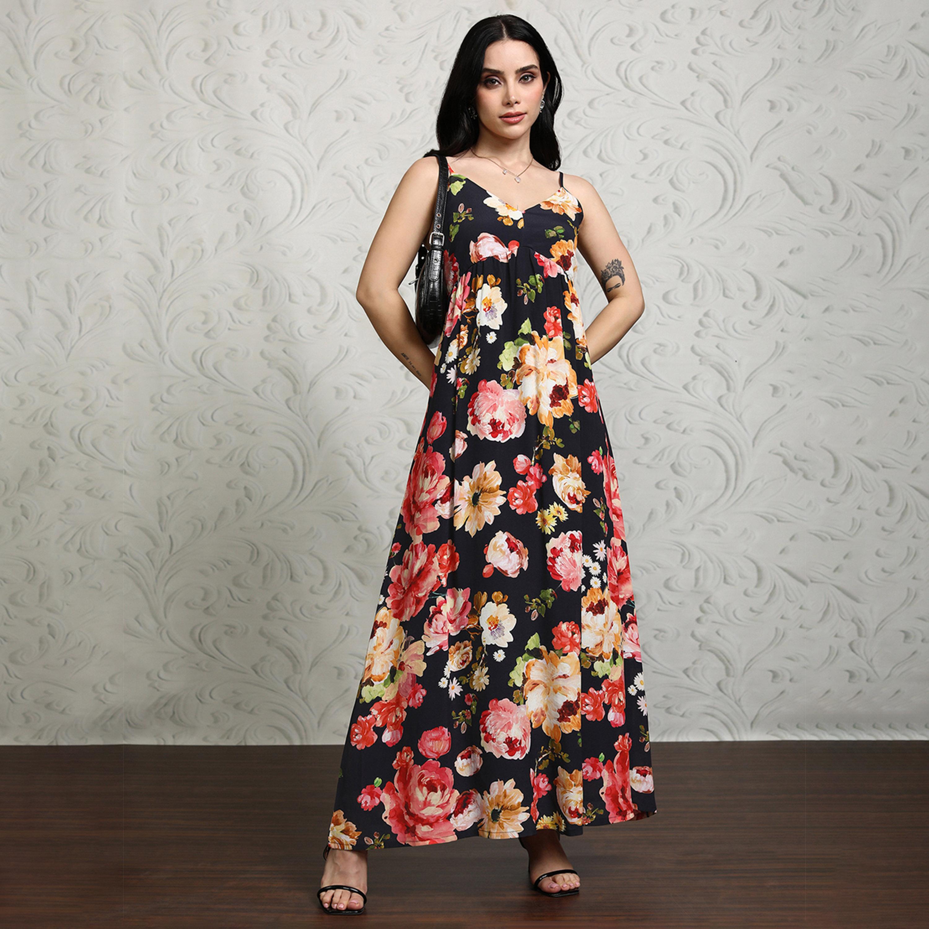 Vishudh X Styli Women Floral Printed Empire Maxi Dress-women-clothing-dresses-image-1