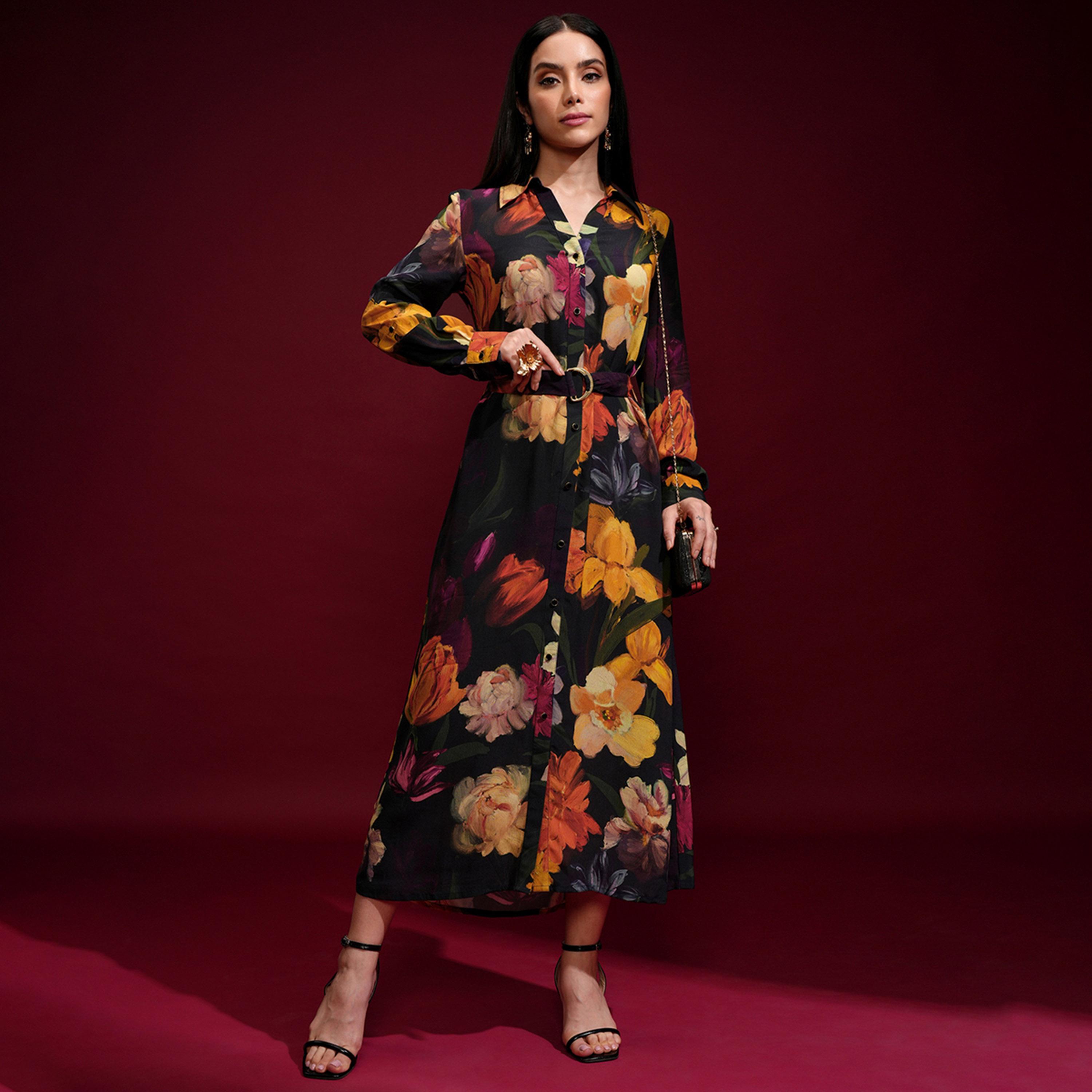 Vishudh X Styli Floral Printed Shirt Midi Dress-women-clothing-dresses-image-1