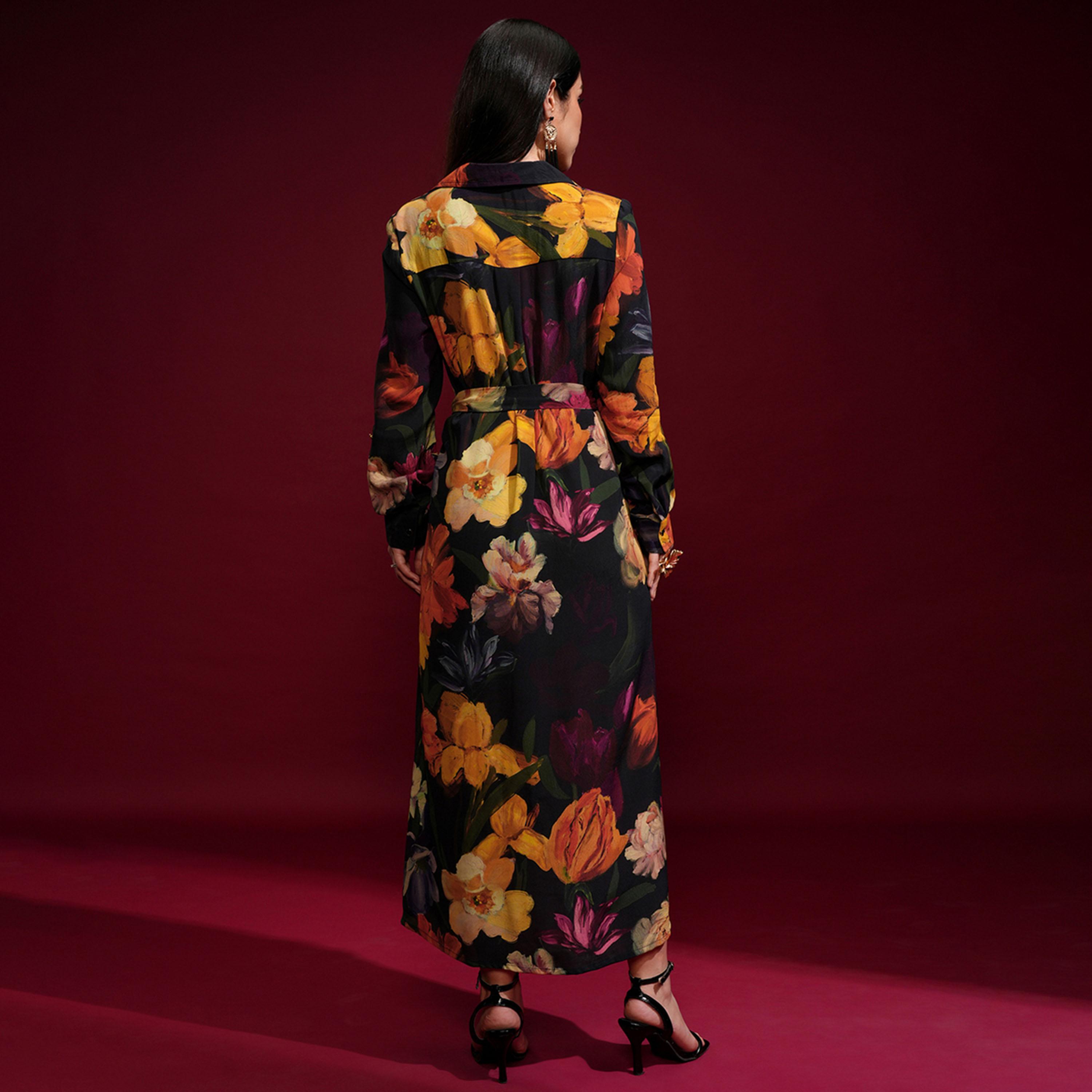 فيشود × ستايلي - فستان قميص متوسط الطول بطبعة زهور-women-clothing-dresses-image-3