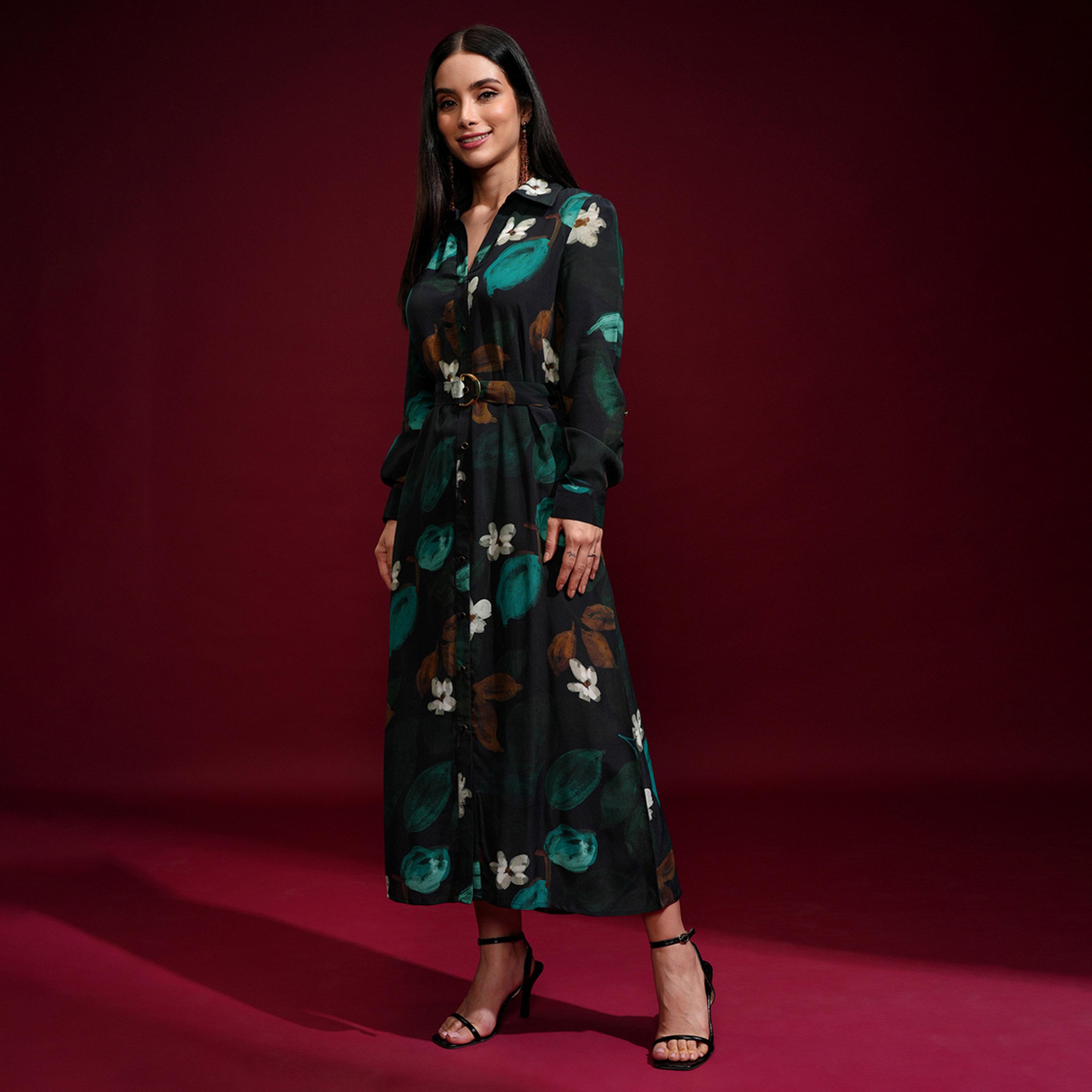 Vishudh X Styli Floral Printed Shirt Midi Dress-women-clothing-dresses-image-4