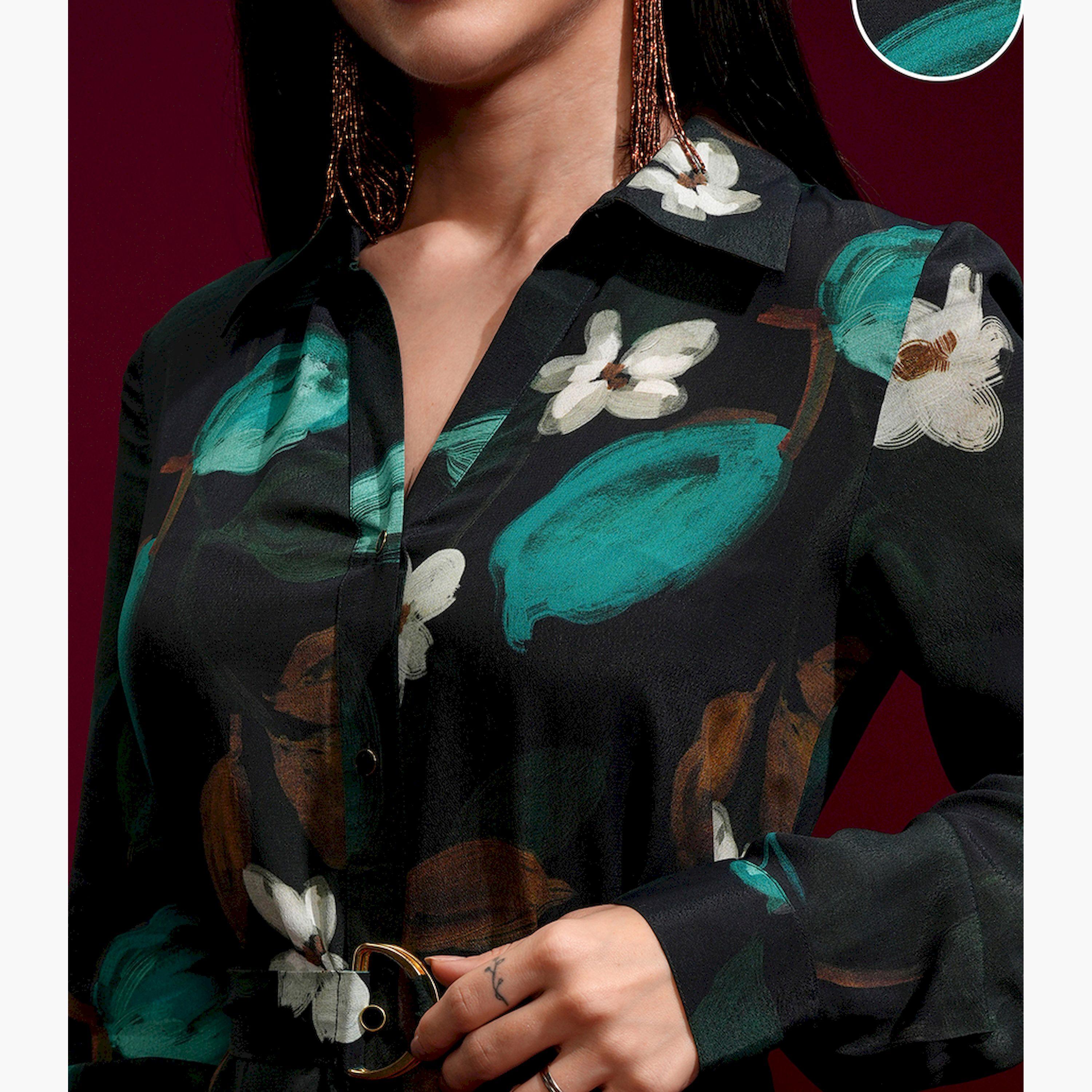Vishudh X Styli Floral Printed Shirt Midi Dress-women-clothing-dresses-image-5