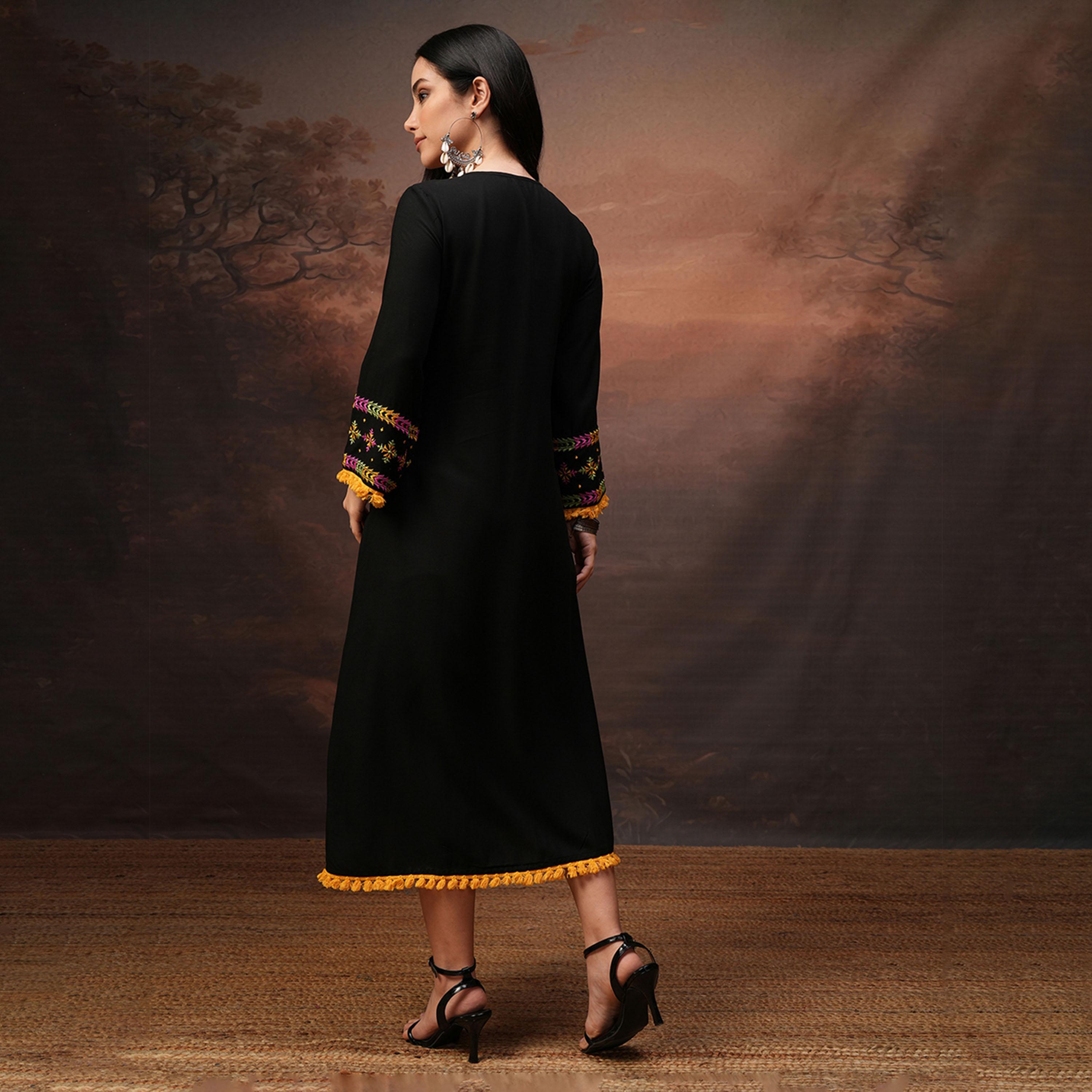 Vishudh X Styli Women Embroidered Flared Sleeve A-Line Dress-women-clothing-dresses-image-3