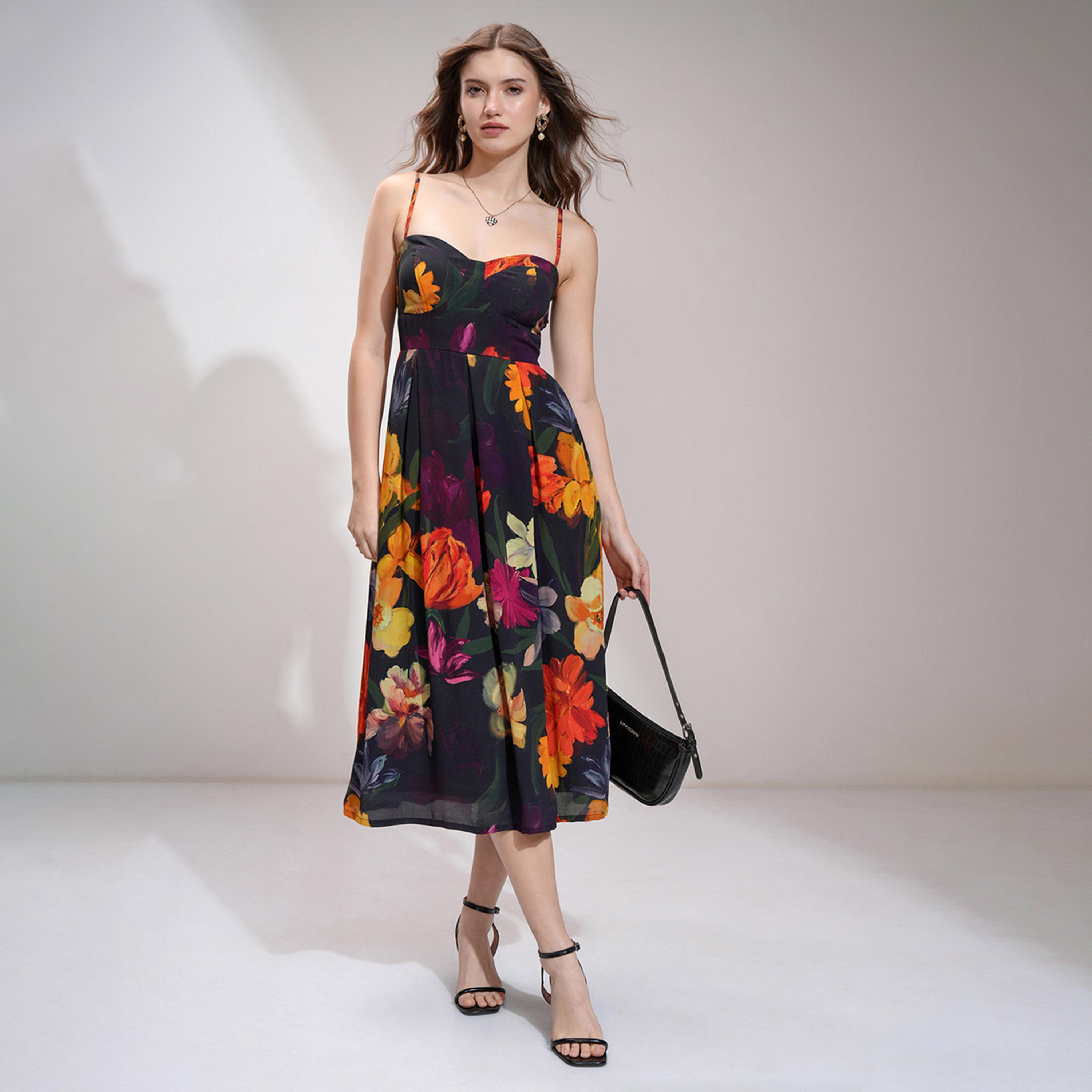 Vishudh X Styli Floral Print A-Line Midi Dress-women-clothing-dresses-image-1