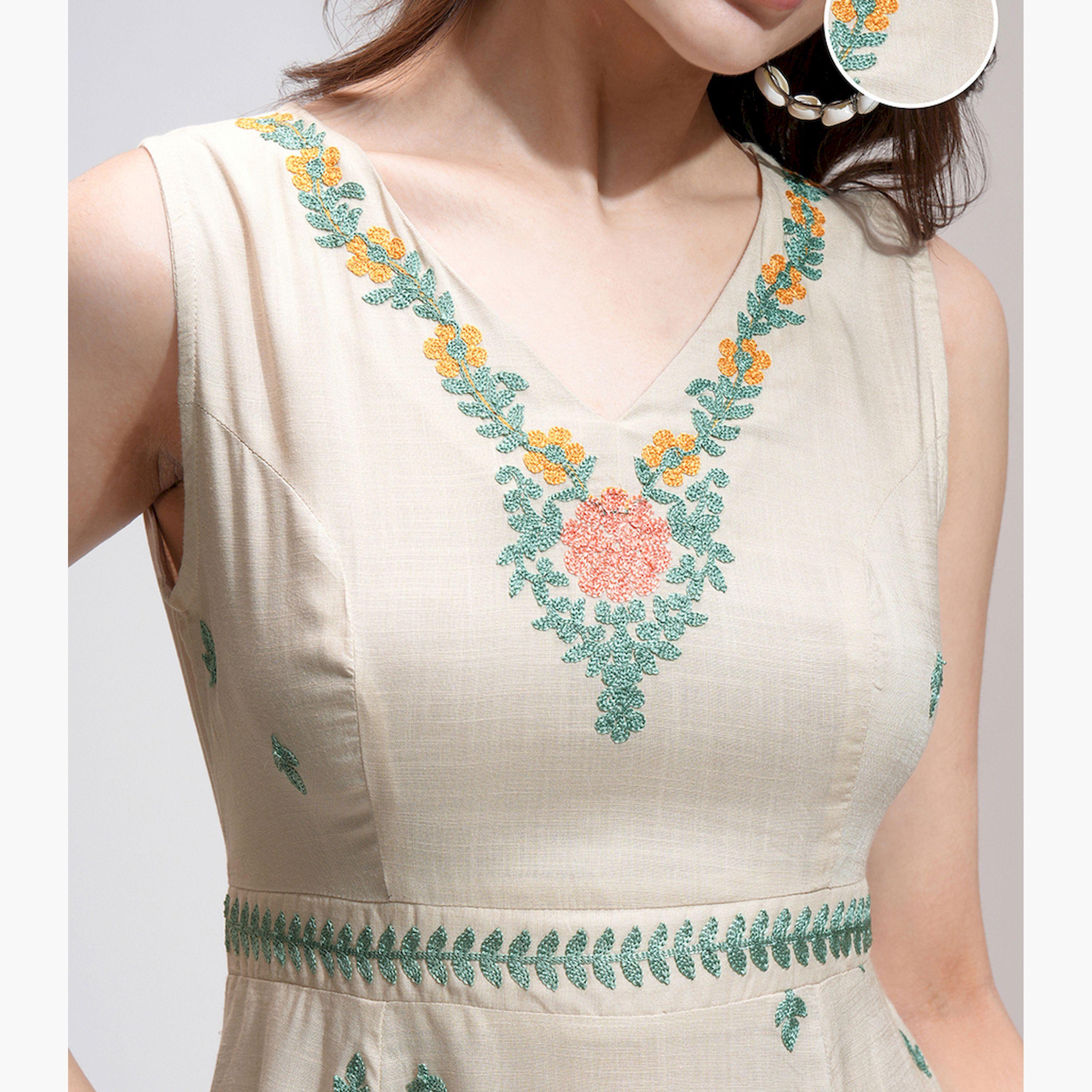 فيشود × ستايلي - فستان نسائي بقصّة واسعة ومطرّز بالزهور-women-clothing-dresses-image-5