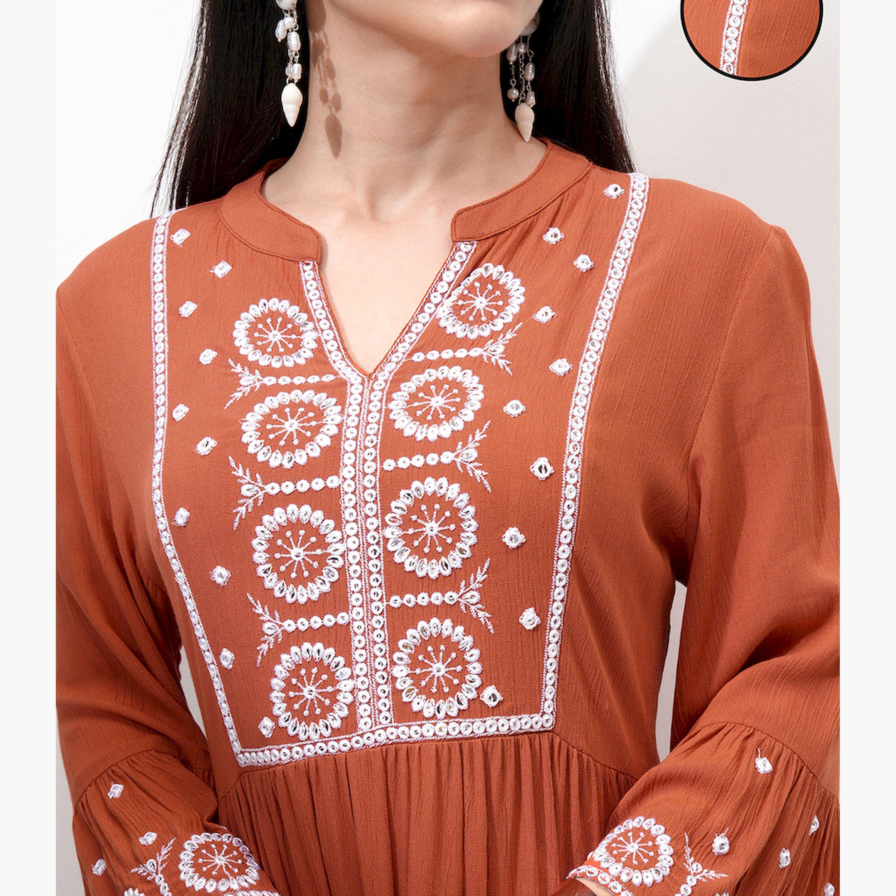 Vishudh X Styli Embroidered Fit & Flare Midi Dress-women-clothing-dresses-image-5