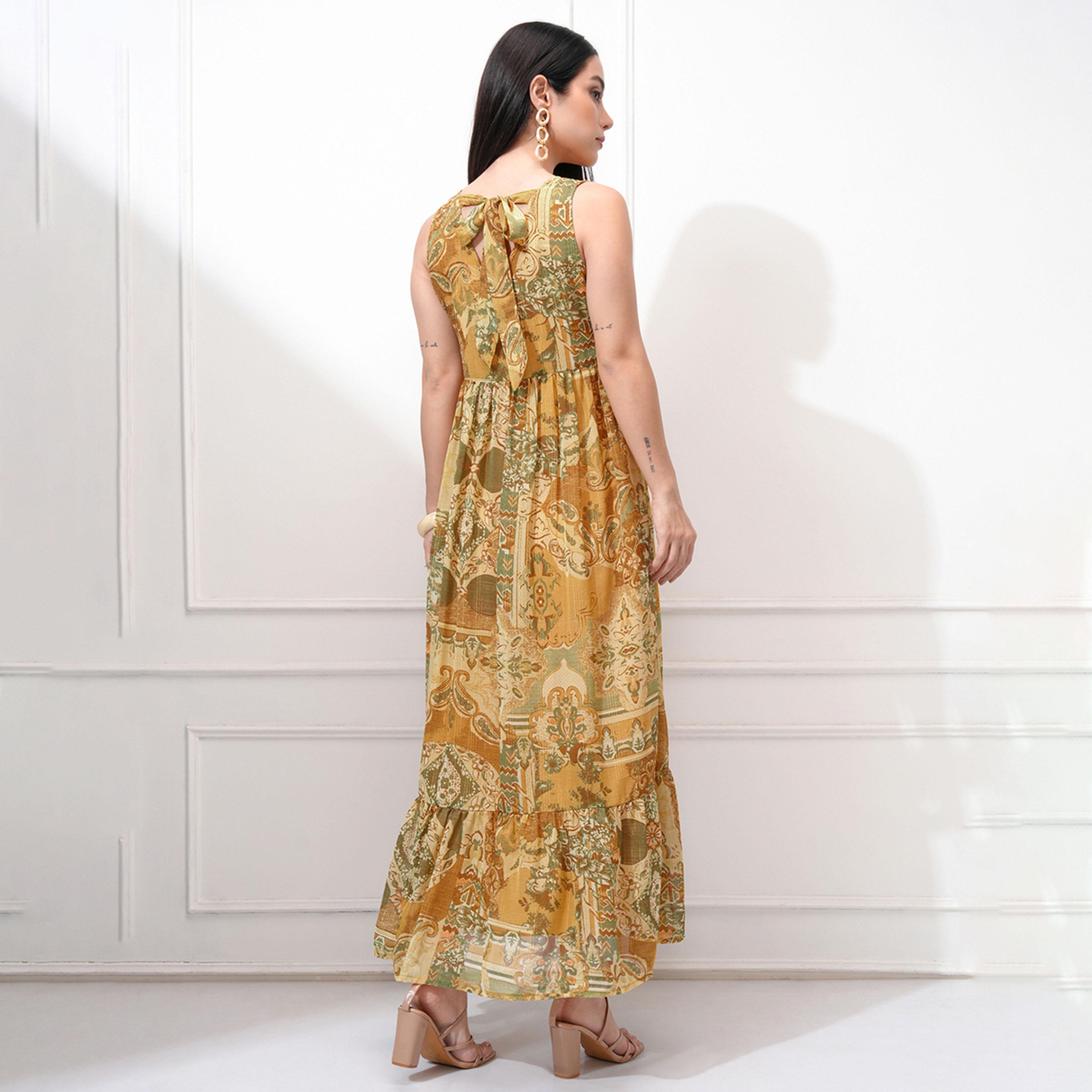 فيشود × ستايلي - فستان نسائي بقصّة واسعة مطبوع بزخارف عرقية-women-clothing-dresses-image-3