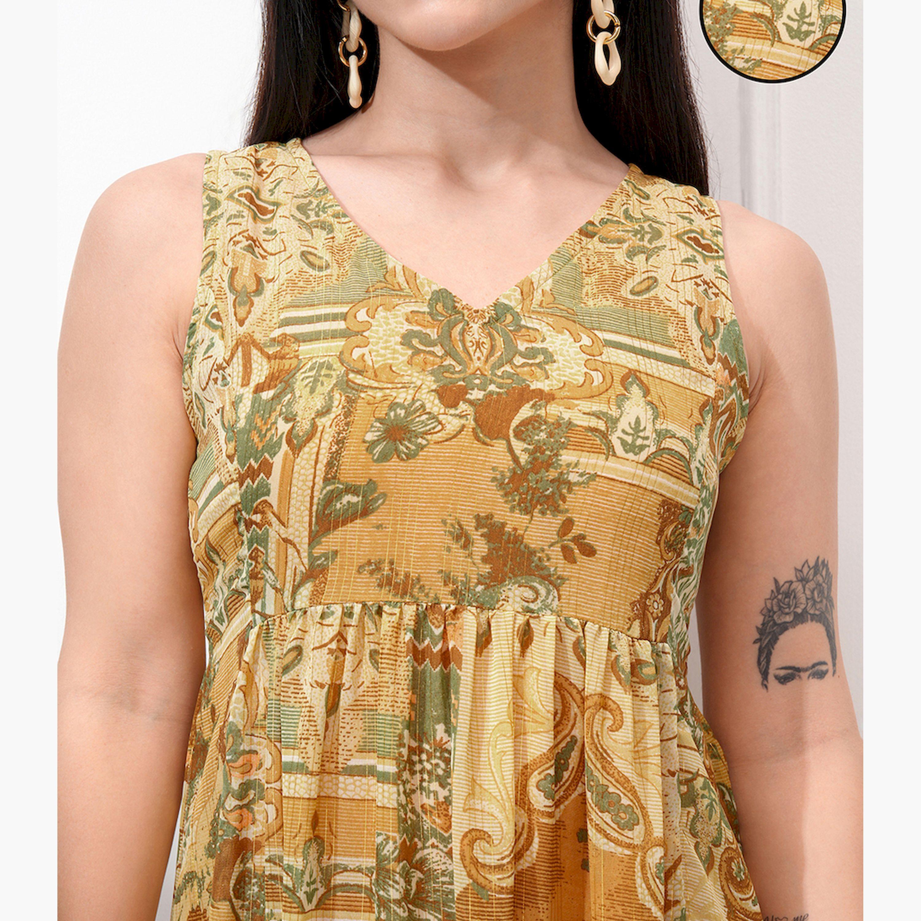 فيشود × ستايلي - فستان نسائي بقصّة واسعة مطبوع بزخارف عرقية-women-clothing-dresses-image-5