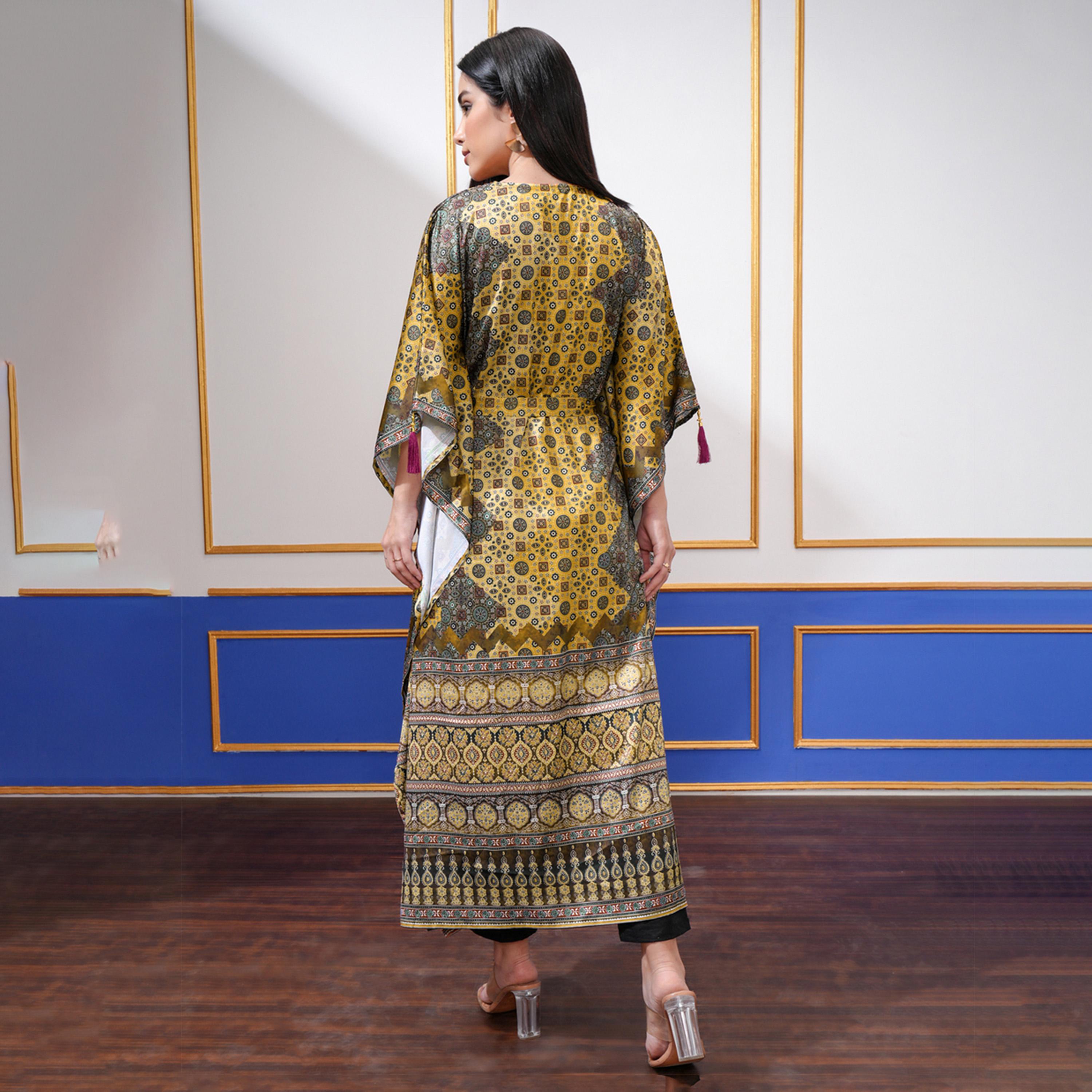 Vishudh X Styli Women Ethnic Motifs Printed Kimono Sleeve Kaftan Midi Dress-women-clothing-dresses-image-2