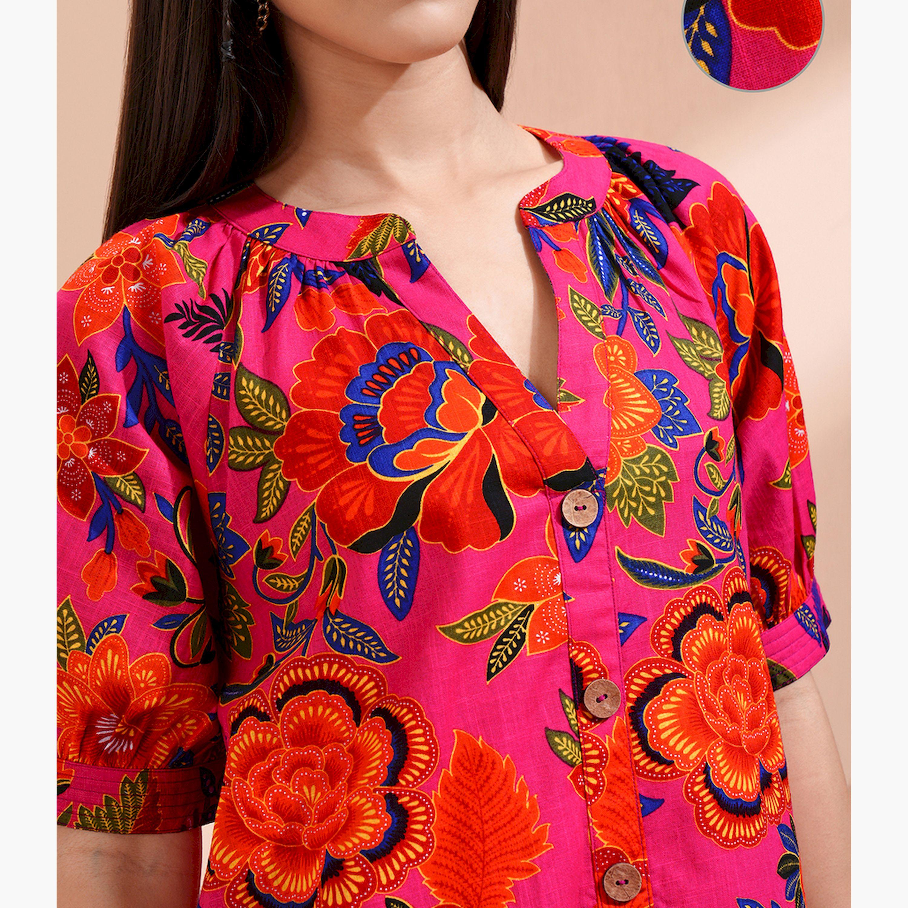 فيشود × ستايلي - فستان نسائي من القطن بتصميم A بطبعة زهور-women-clothing-dresses-image-5