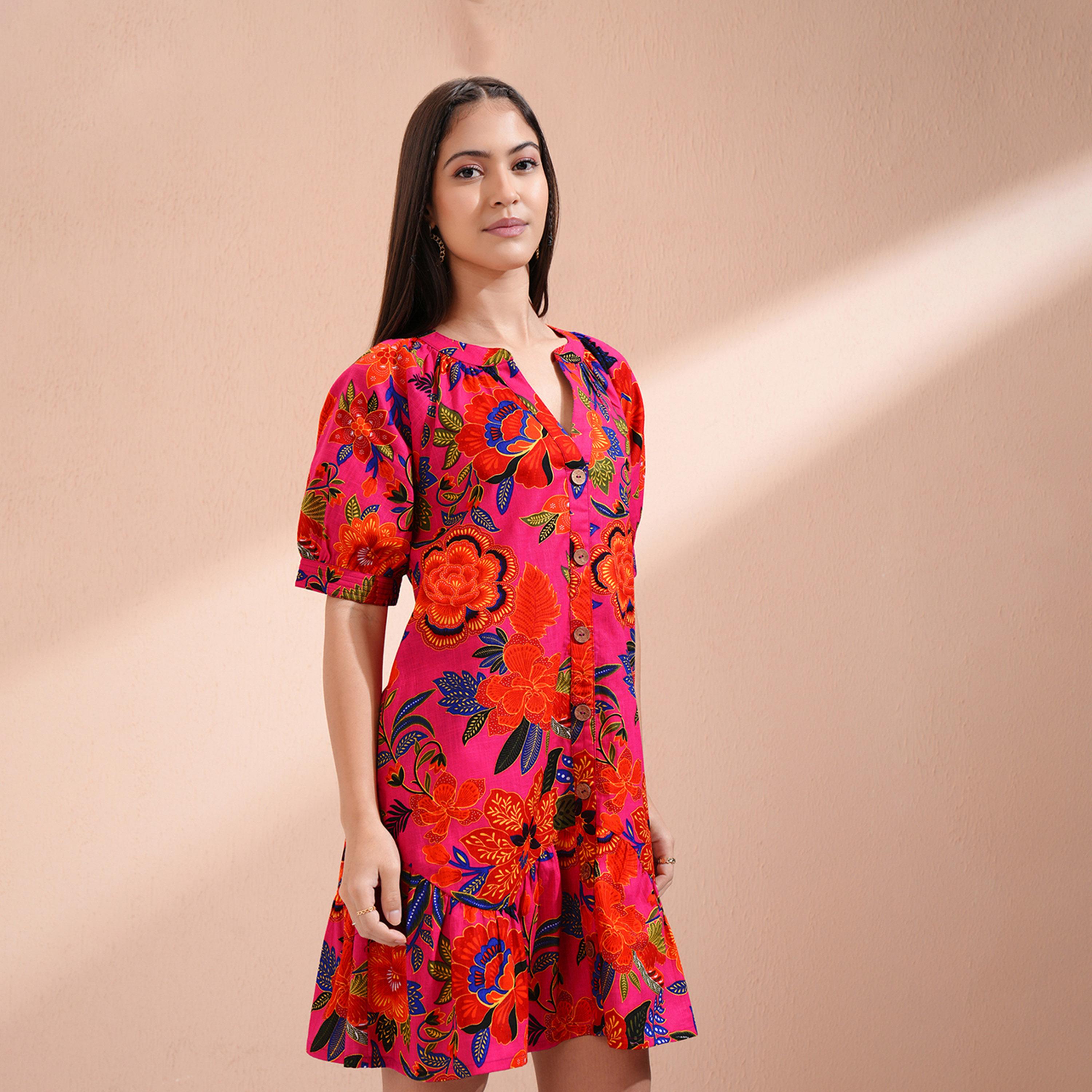 فيشود × ستايلي - فستان نسائي من القطن بتصميم A بطبعة زهور-women-clothing-dresses-image-6