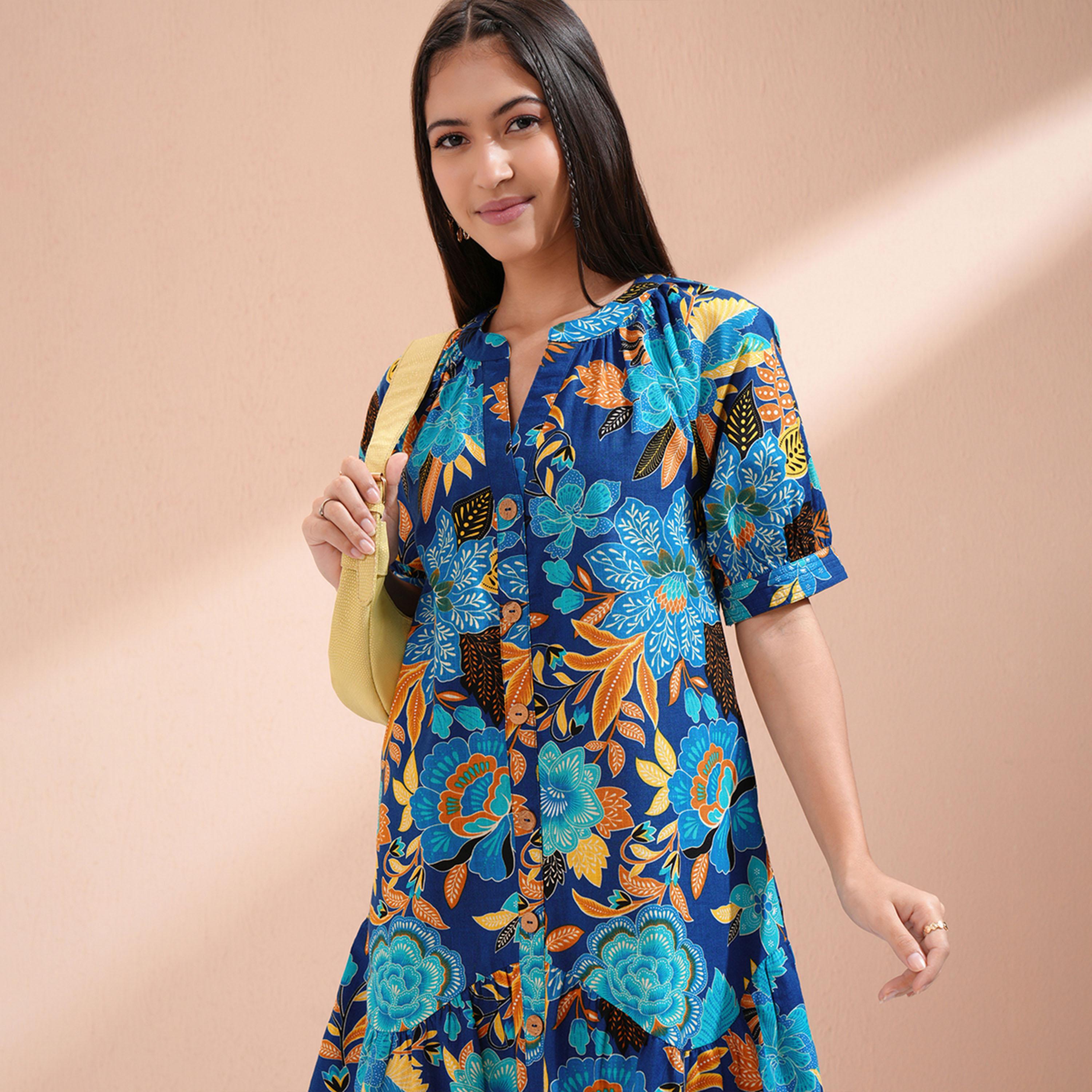 Vishudh X Styli Women Floral Printed Cotton A-Line Dress-women-clothing-dresses-image-2