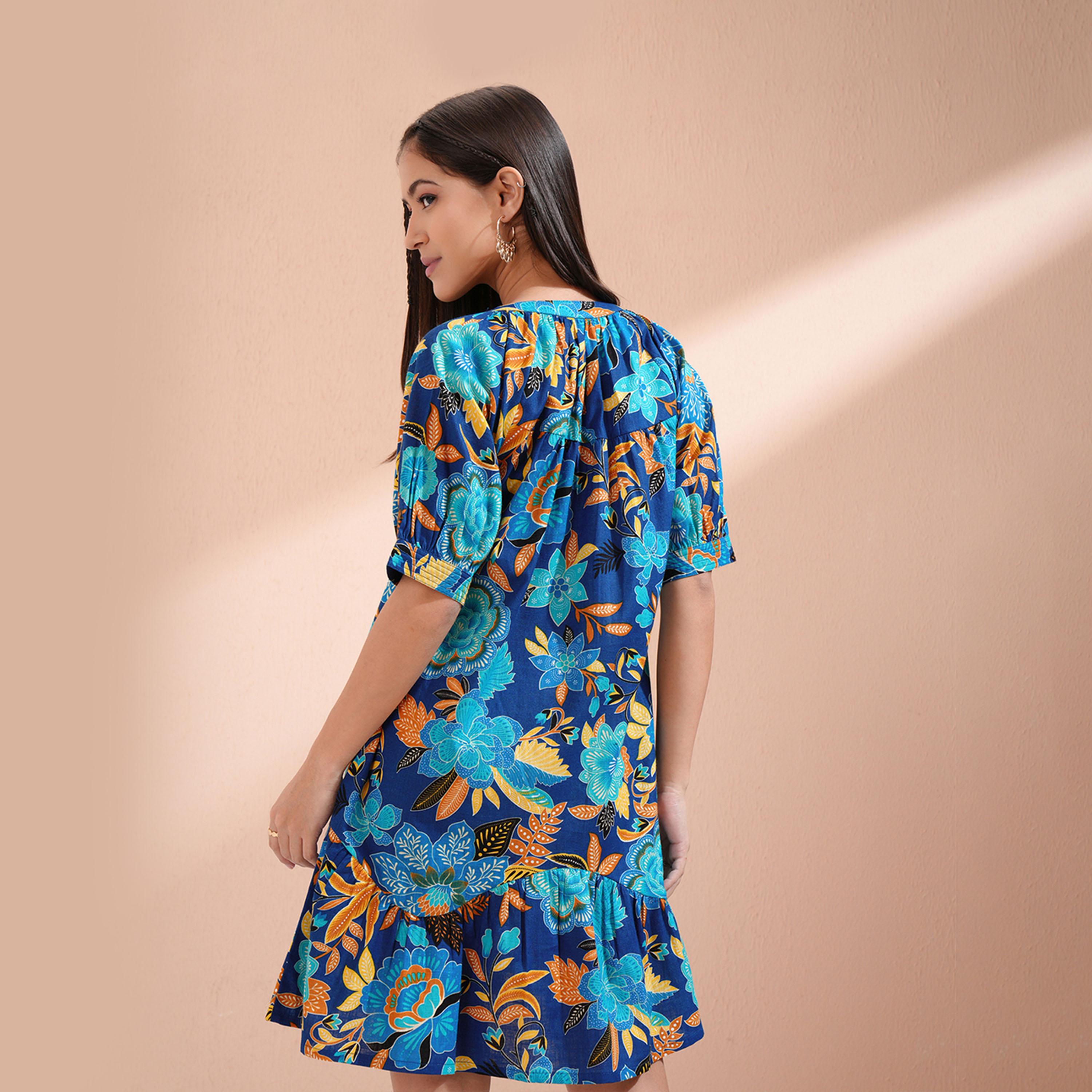 Vishudh X Styli Women Floral Printed Cotton A-Line Dress-women-clothing-dresses-image-3