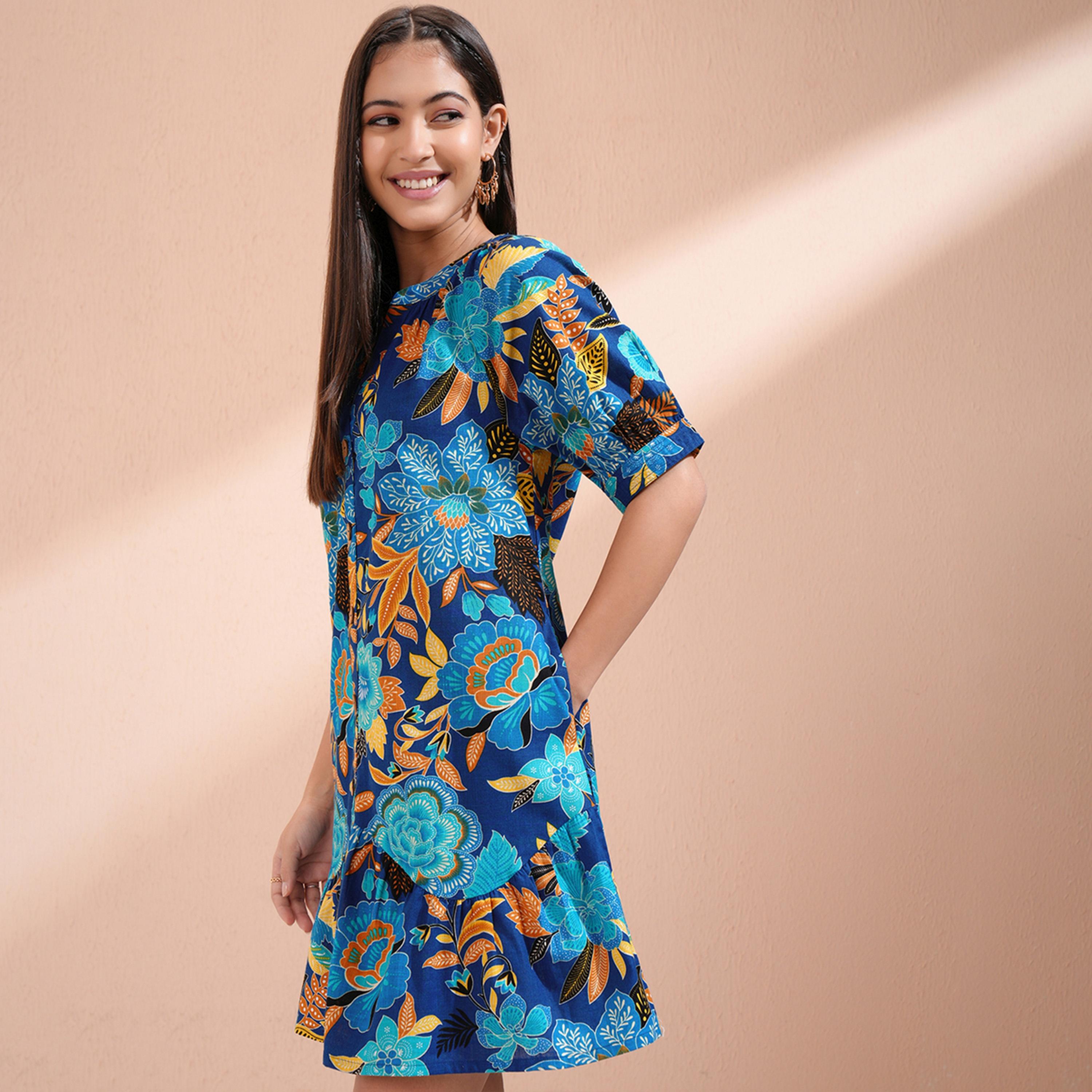 Vishudh X Styli Women Floral Printed Cotton A-Line Dress-women-clothing-dresses-image-4