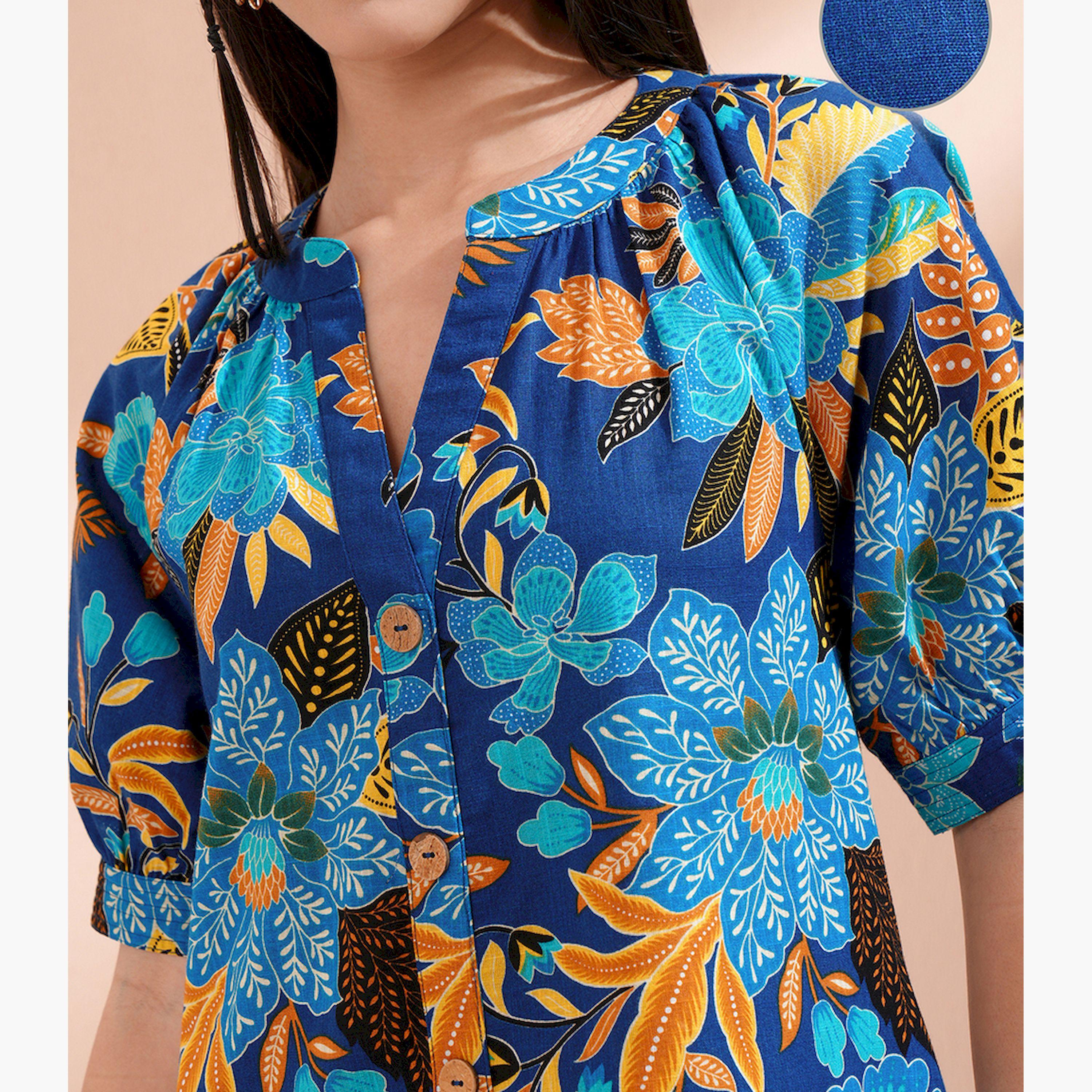 Vishudh X Styli Women Floral Printed Cotton A-Line Dress-women-clothing-dresses-image-5