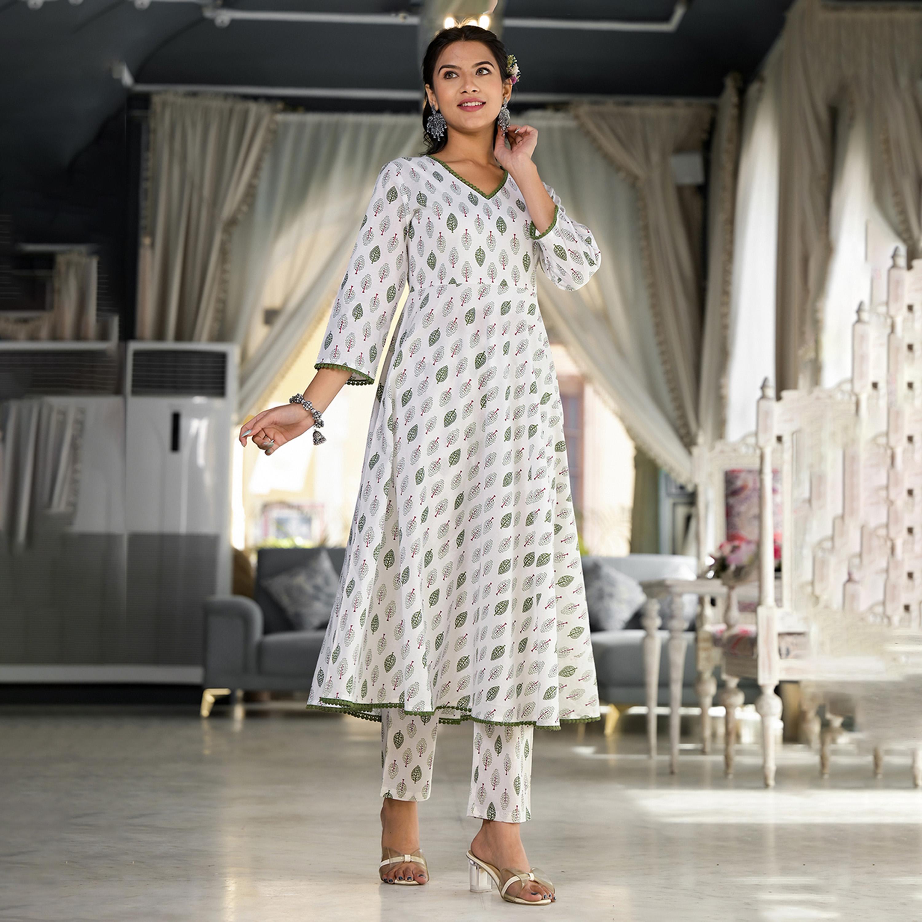 Vishudh X Styli White Ethnic Motifs Printed Regular Pure Cotton Kurta with Trousers & Dupatta-women-clothing-ethnicwear-sareesets-image-7