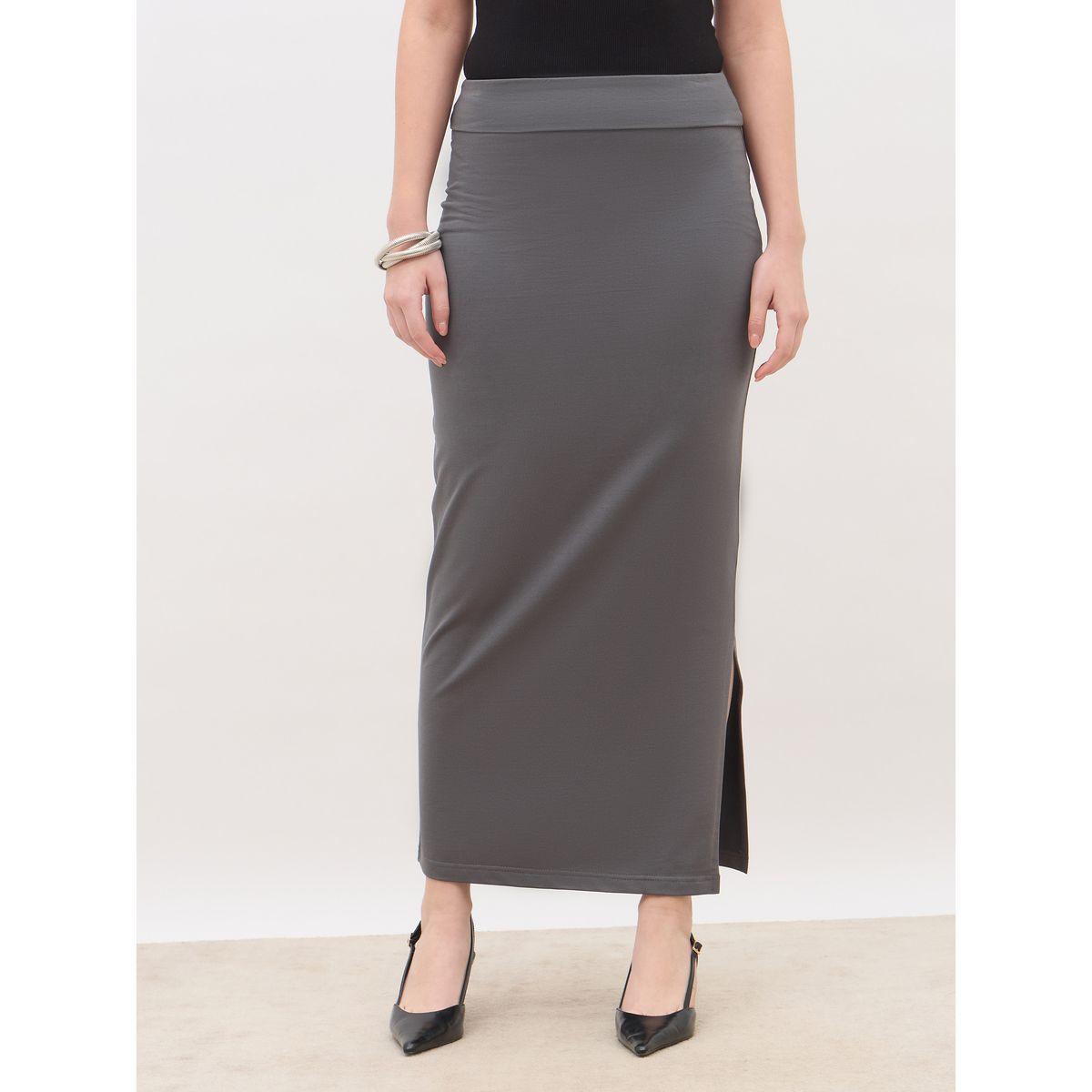 Styli Plain Bodycon Skirt with Wide Waistband-women-clothing-bottoms-skirts-image-2