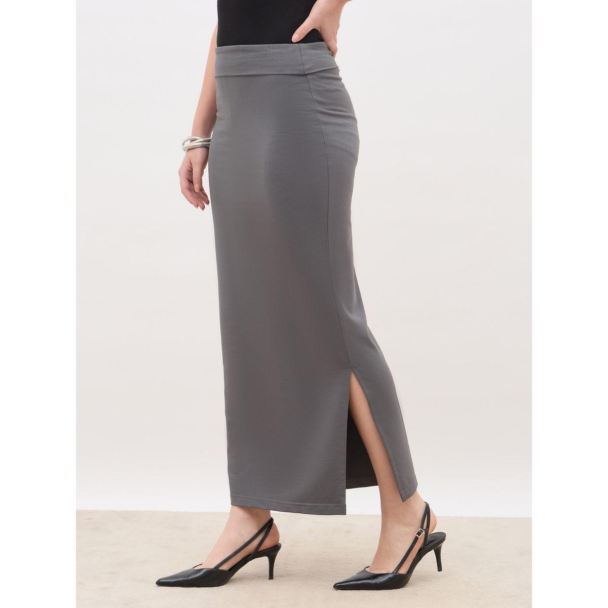 Styli Plain Bodycon Skirt with Wide Waistband-women-clothing-bottoms-skirts-image-3