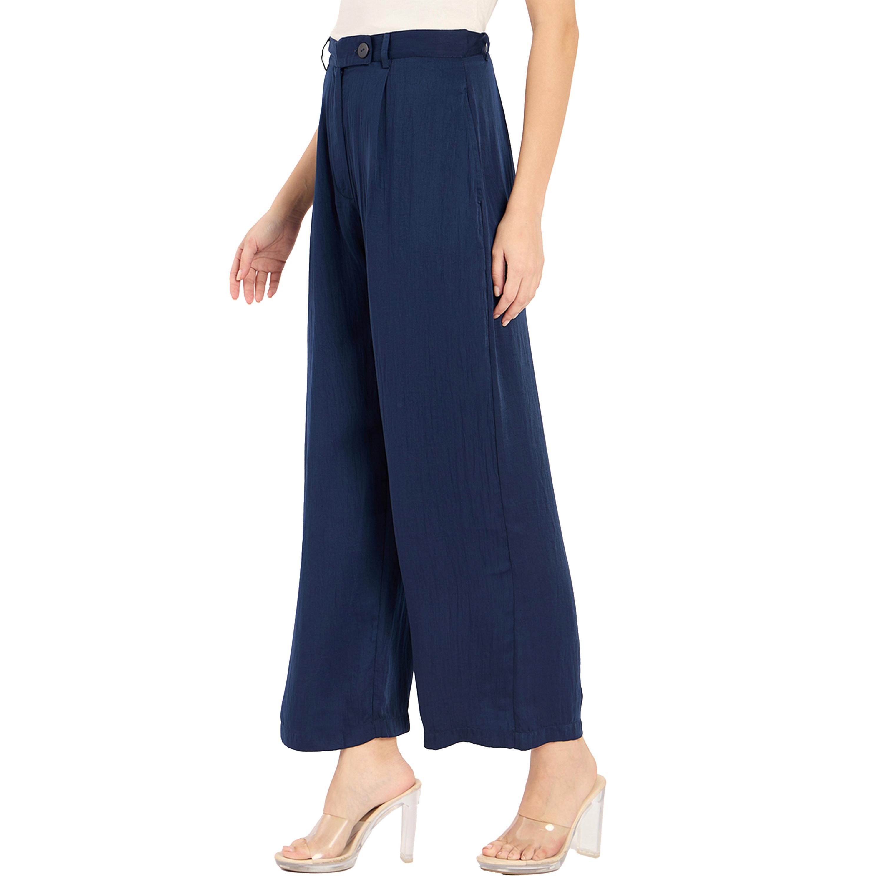 Femmella X Styli Solid Satin Pleated Straight Pants-women-clothing-bottoms-trousers-image-2