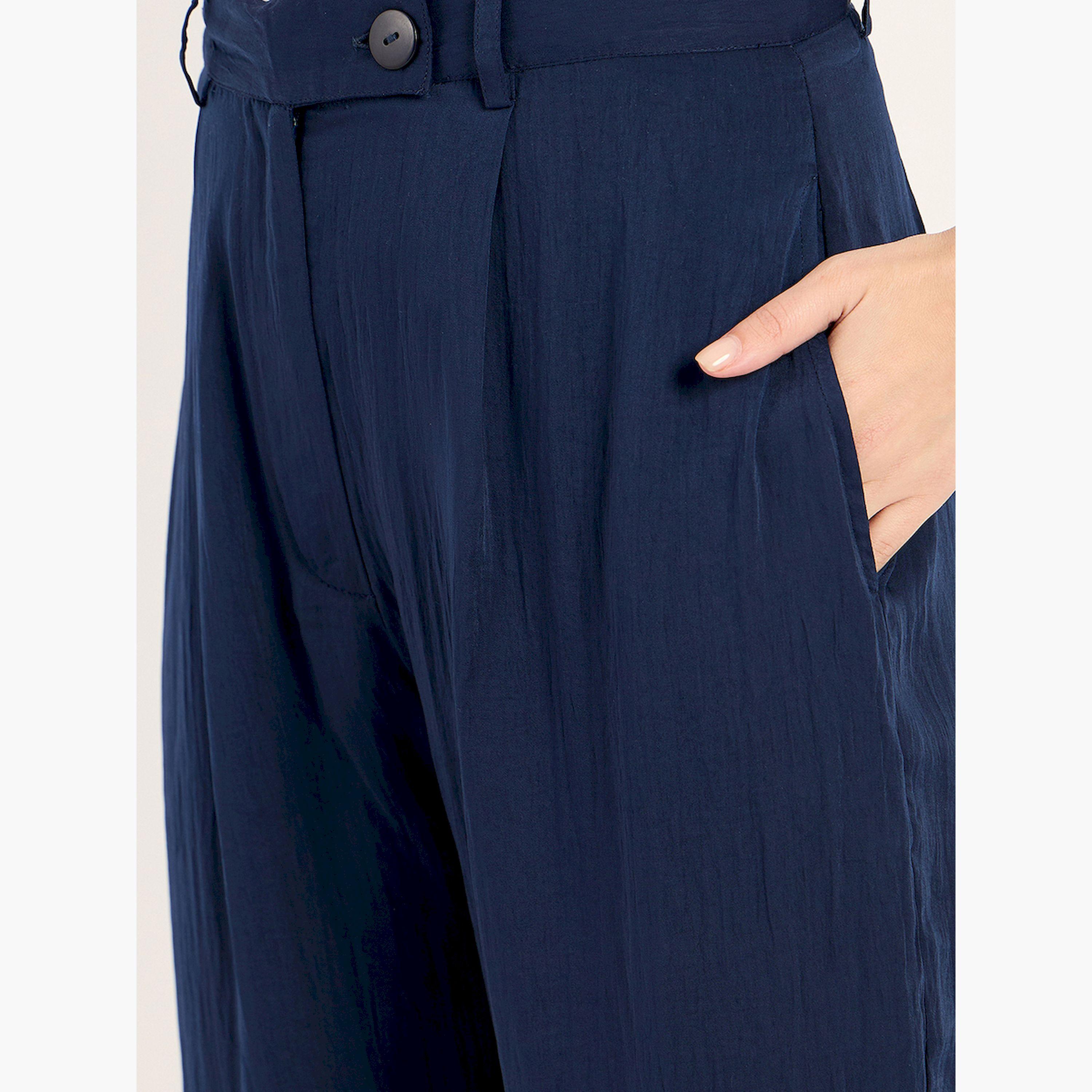 Femmella X Styli Solid Satin Pleated Straight Pants-women-clothing-bottoms-trousers-image-3