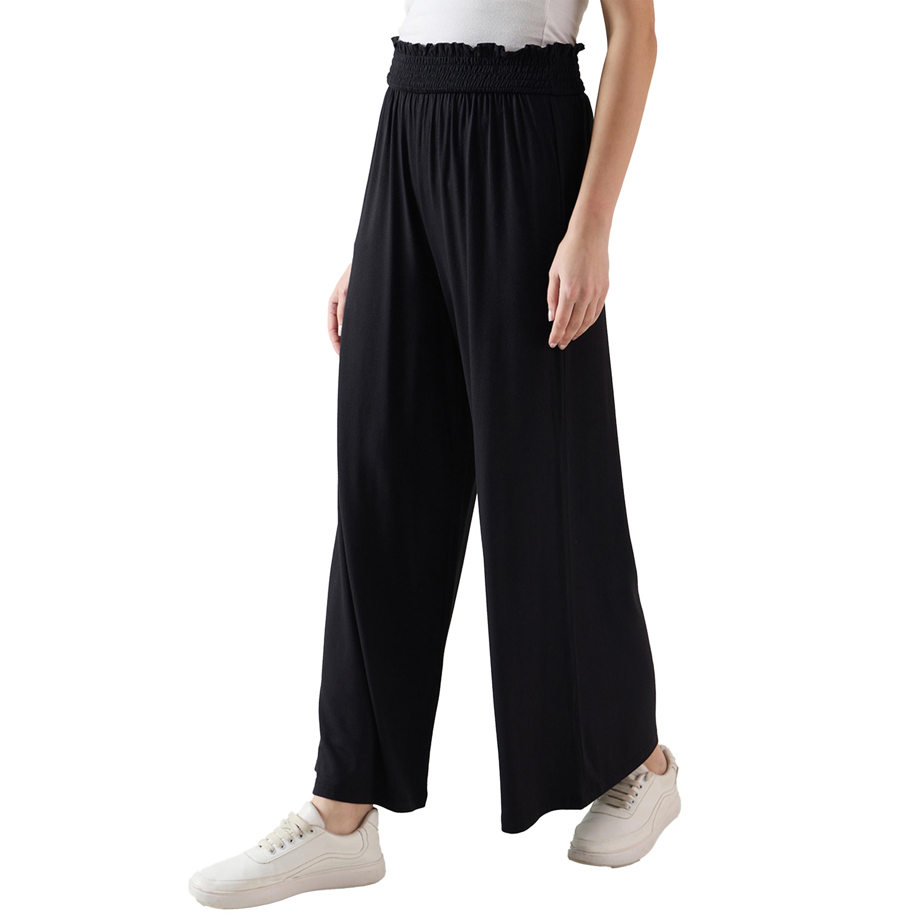 فيميلا × ستايلي-  بنطال محبوك واسع بخصر مزركش باللون الأسود-women-clothing-bottoms-trousers-image-4