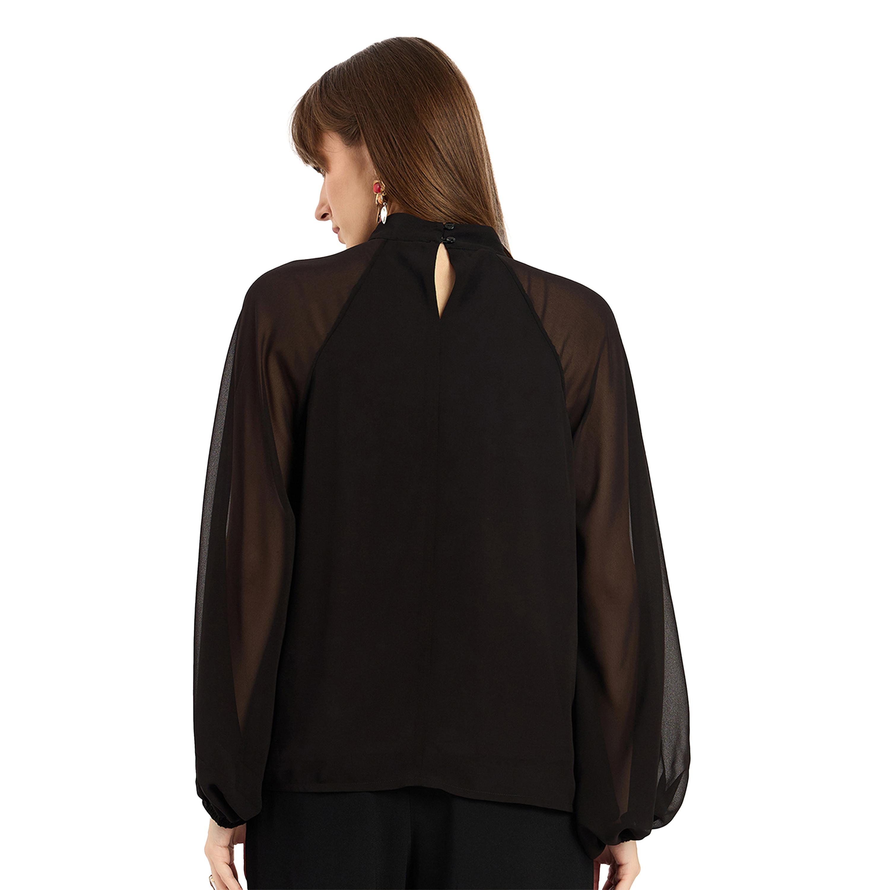 Femmella X Styli Solid High Neck Balloon Sleeves Top-women-clothing-shirtsandblouses-blouses-image-2