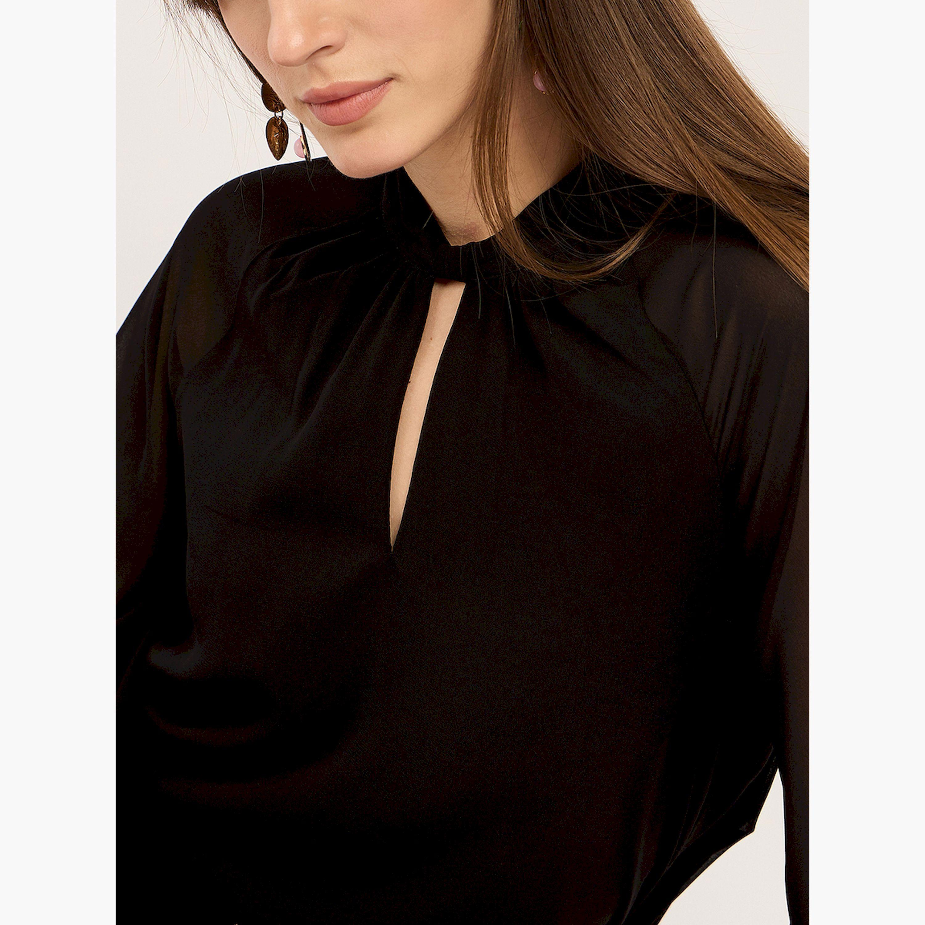 Femmella X Styli Solid High Neck Balloon Sleeves Top-women-clothing-shirtsandblouses-blouses-image-6