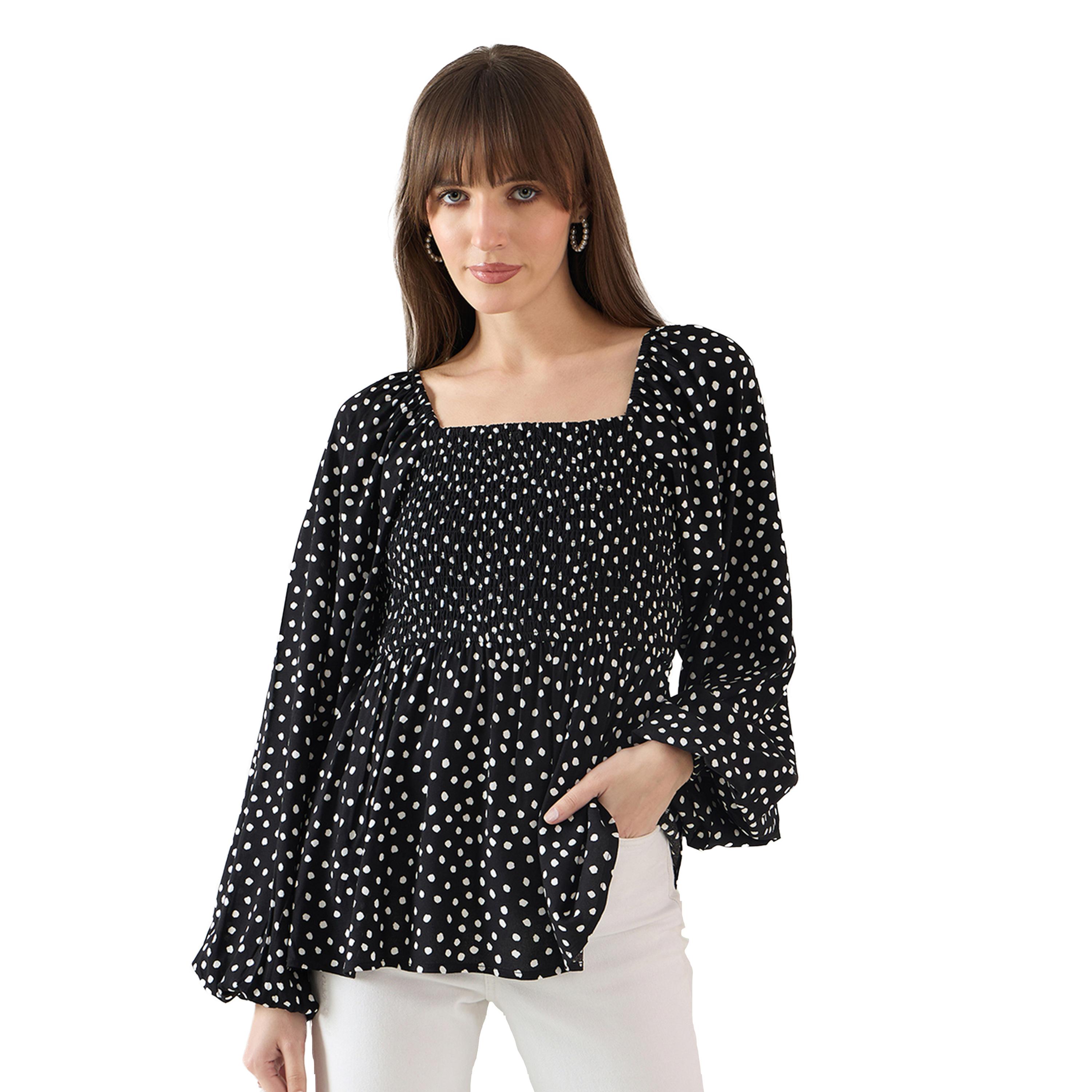فيميلا × ستايلي-  بلوزة بيبلوم بتفاصيل مطبوعة بالكامل-women-clothing-shirtsandblouses-blouses-image-1