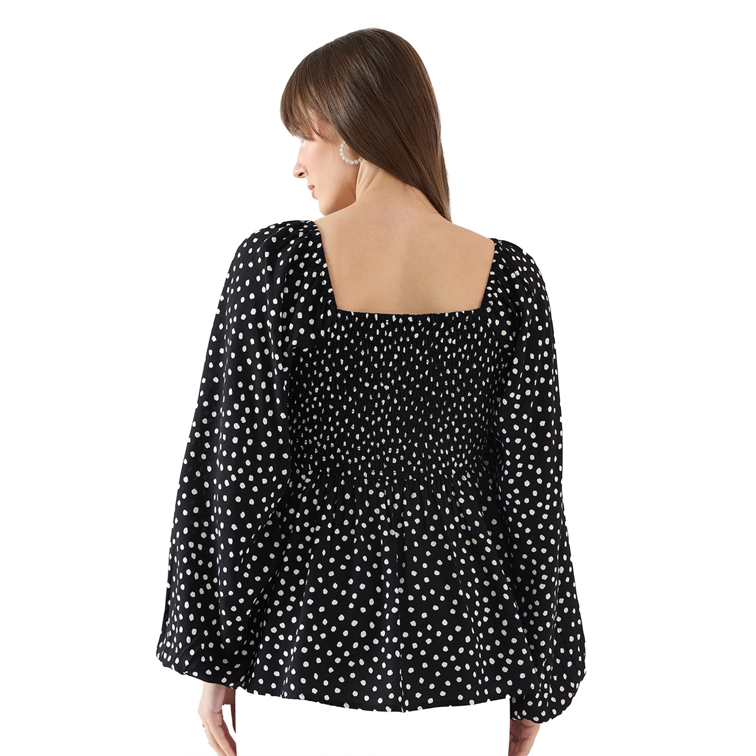 فيميلا × ستايلي-  بلوزة بيبلوم بتفاصيل مطبوعة بالكامل-women-clothing-shirtsandblouses-blouses-image-2