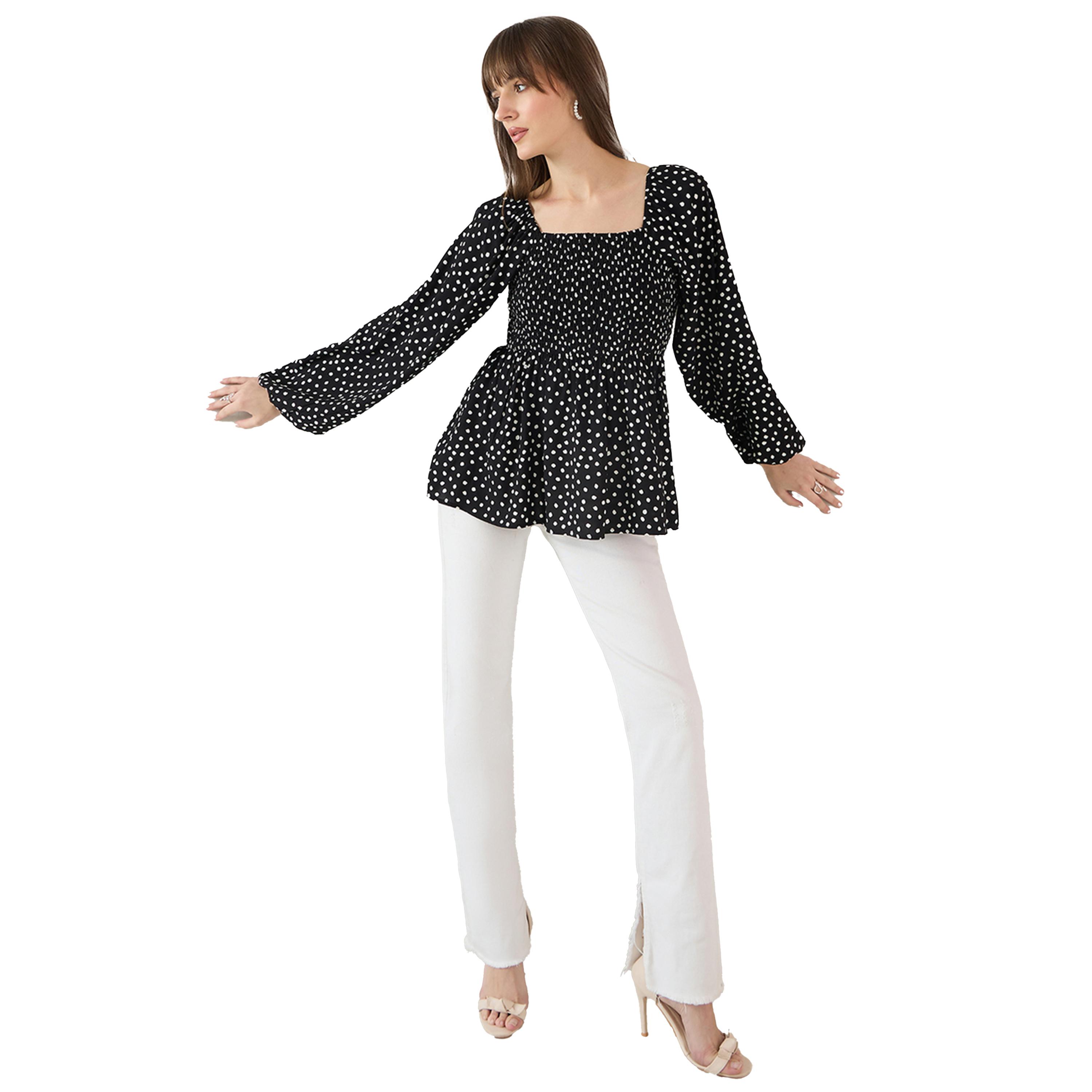 فيميلا × ستايلي-  بلوزة بيبلوم بتفاصيل مطبوعة بالكامل-women-clothing-shirtsandblouses-blouses-image-5