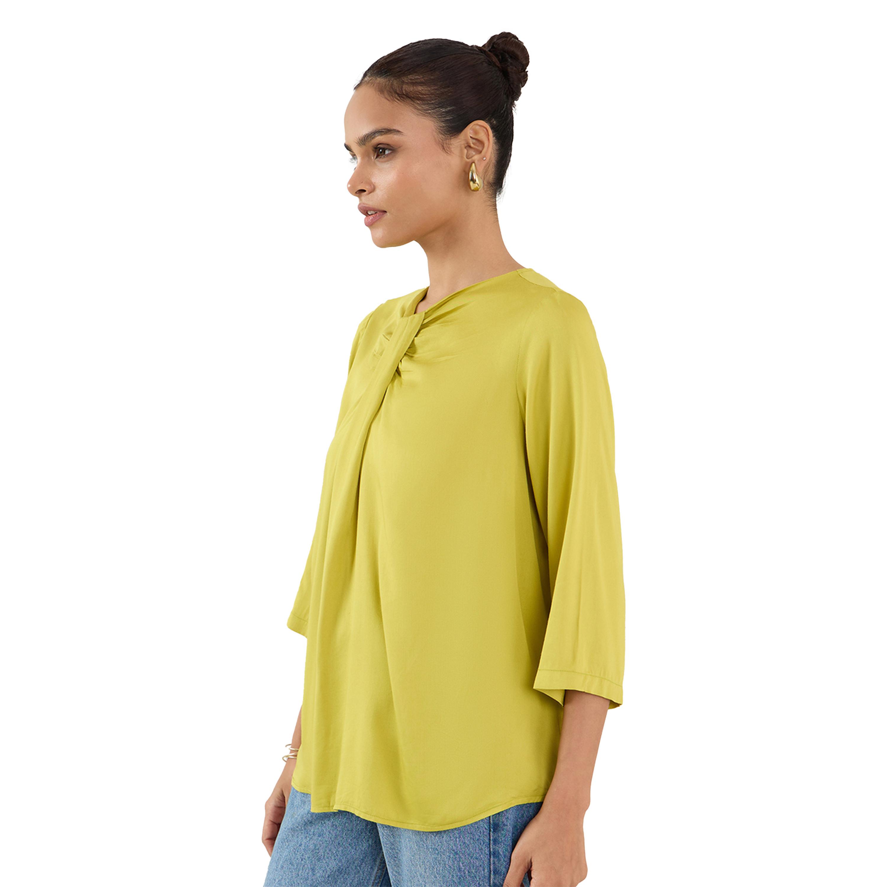 فيميلا × ستايلي-  بلوزة سادة مطوية بأكمام 3/4-women-clothing-shirtsandblouses-blouses-image-2