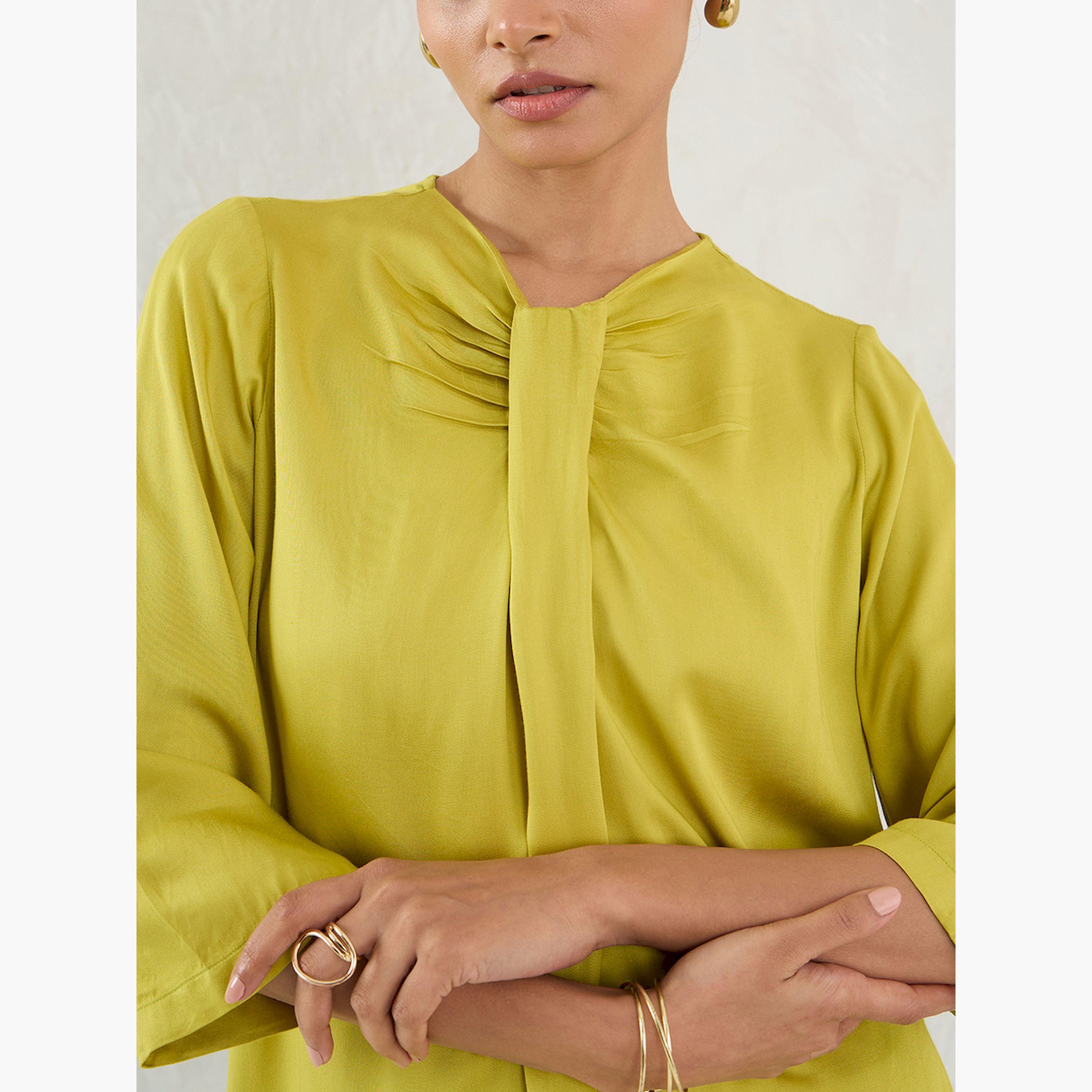 فيميلا × ستايلي-  بلوزة سادة مطوية بأكمام 3/4-women-clothing-shirtsandblouses-blouses-image-3