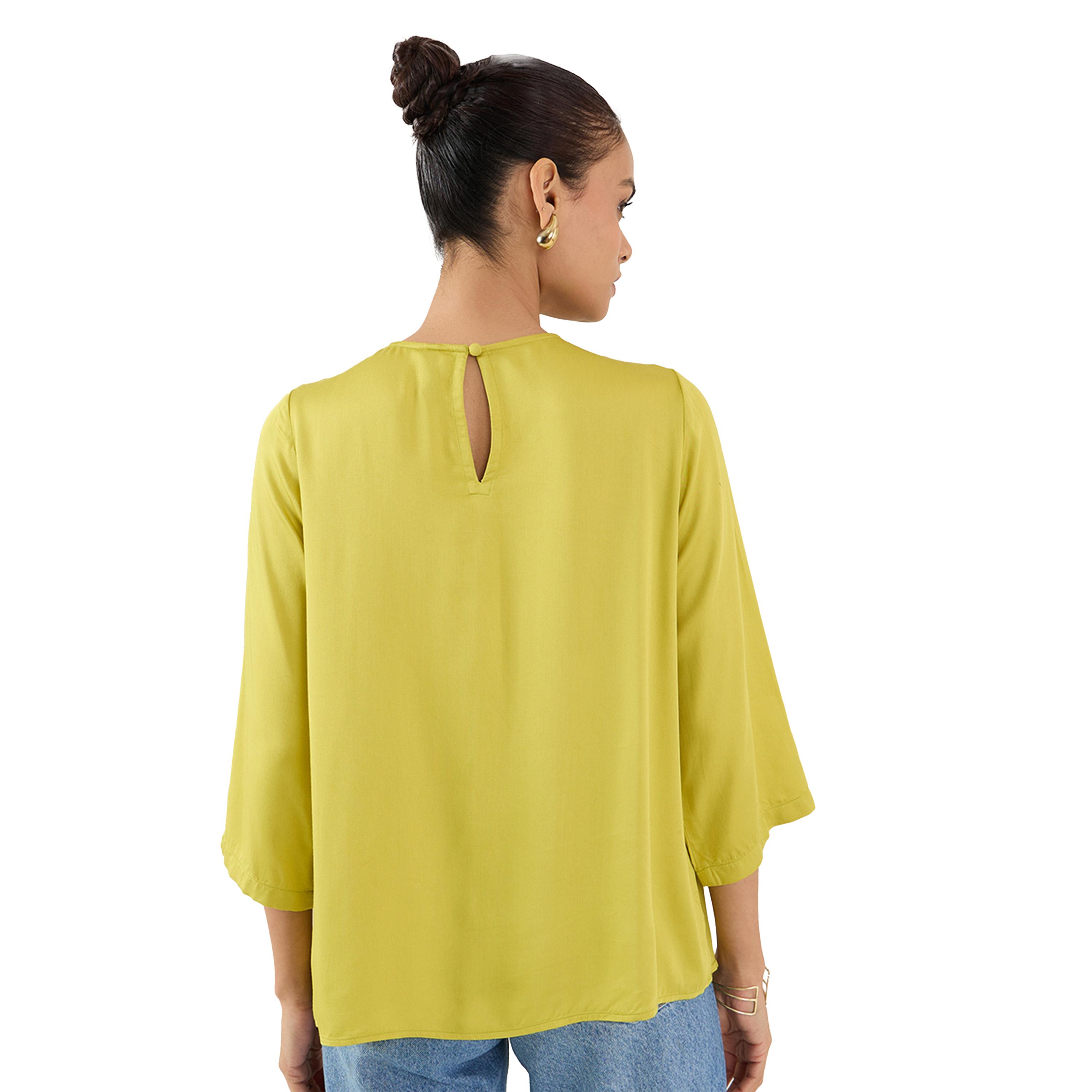 فيميلا × ستايلي-  بلوزة سادة مطوية بأكمام 3/4-women-clothing-shirtsandblouses-blouses-image-6