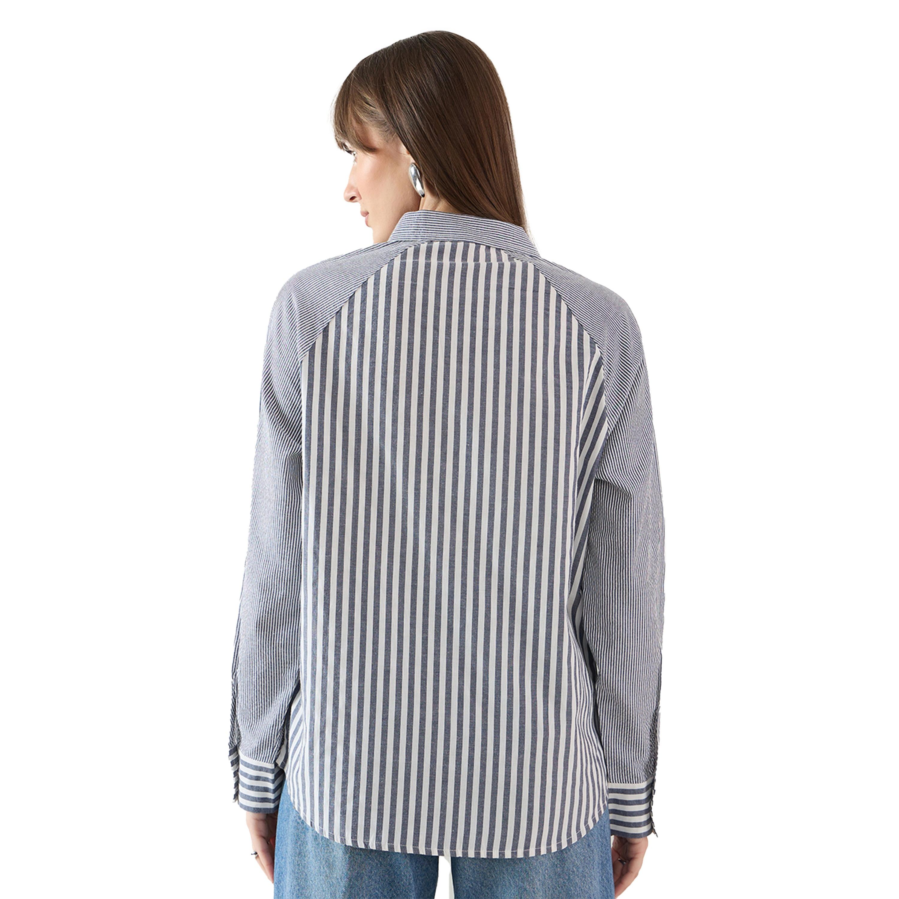 Femmella X Styli Striped Raglan Sleeve Button Down Shirt-women-clothing-shirtsandblouses-shirts-image-2