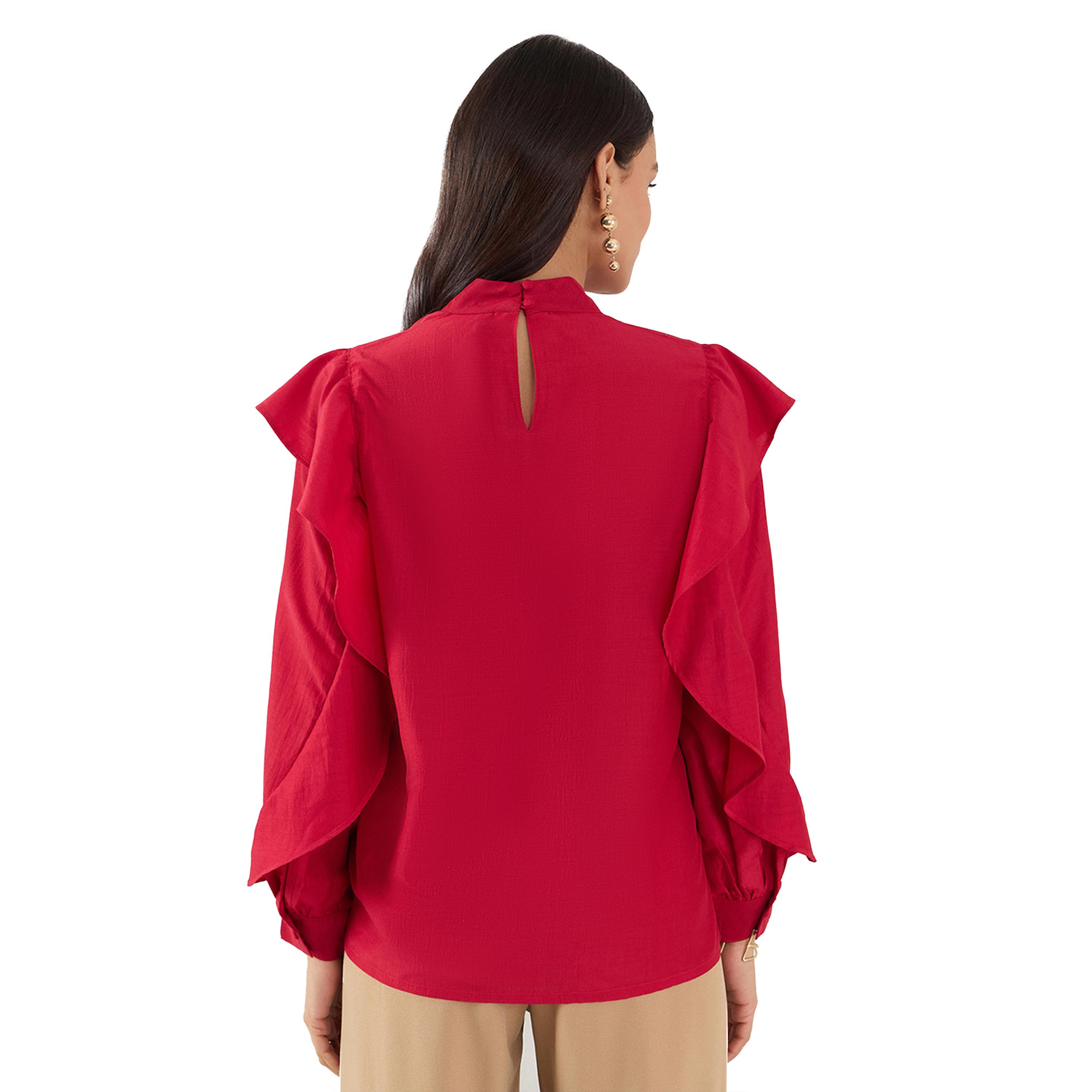 Femmella X Styli Solid Ruffled Detail High Neck Top-women-clothing-shirtsandblouses-blouses-image-2