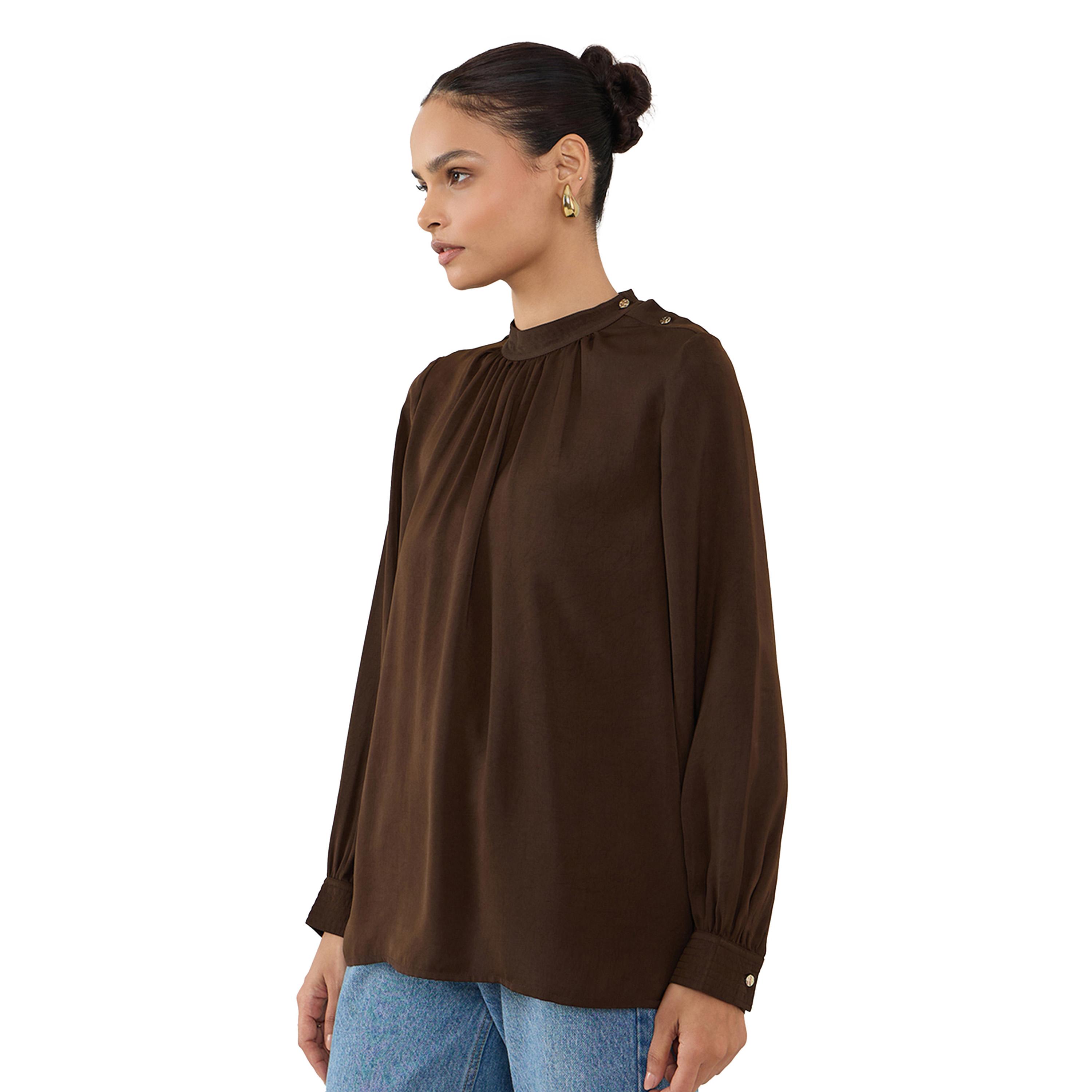 Femmella X Styli Plain Satin Shoulder Button Detail Top-women-clothing-shirtsandblouses-blouses-image-3