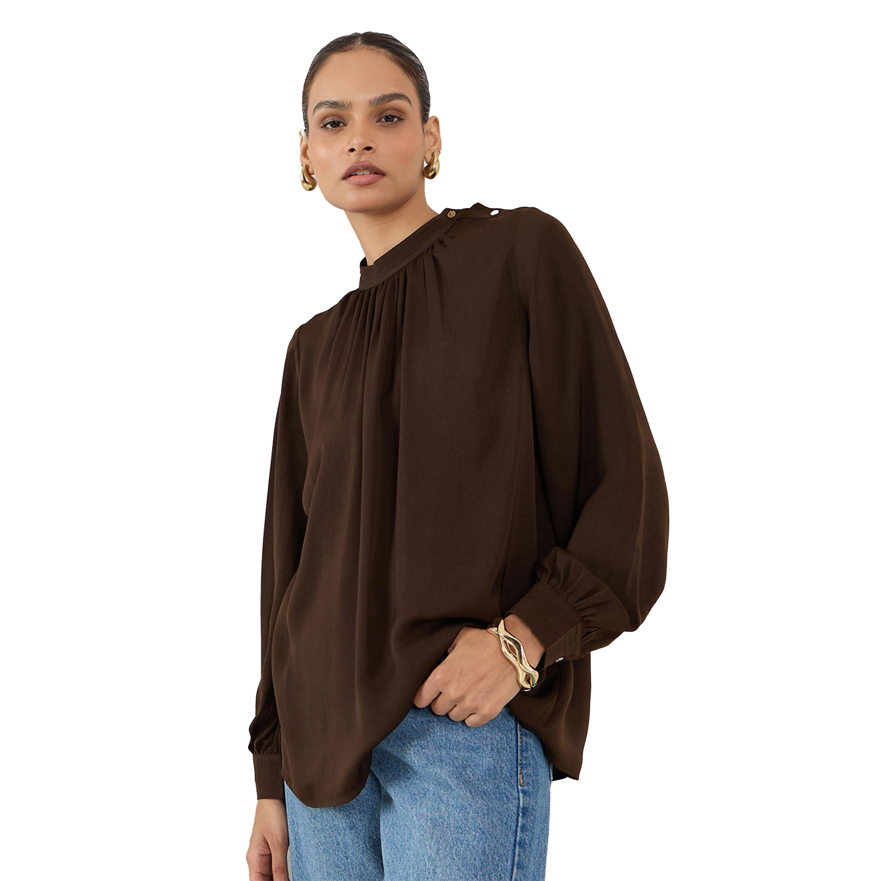 فيميلا × ستايلي-  بلوزة من الساتان العادي مع أزرار على الكتف-women-clothing-shirtsandblouses-blouses-image-6