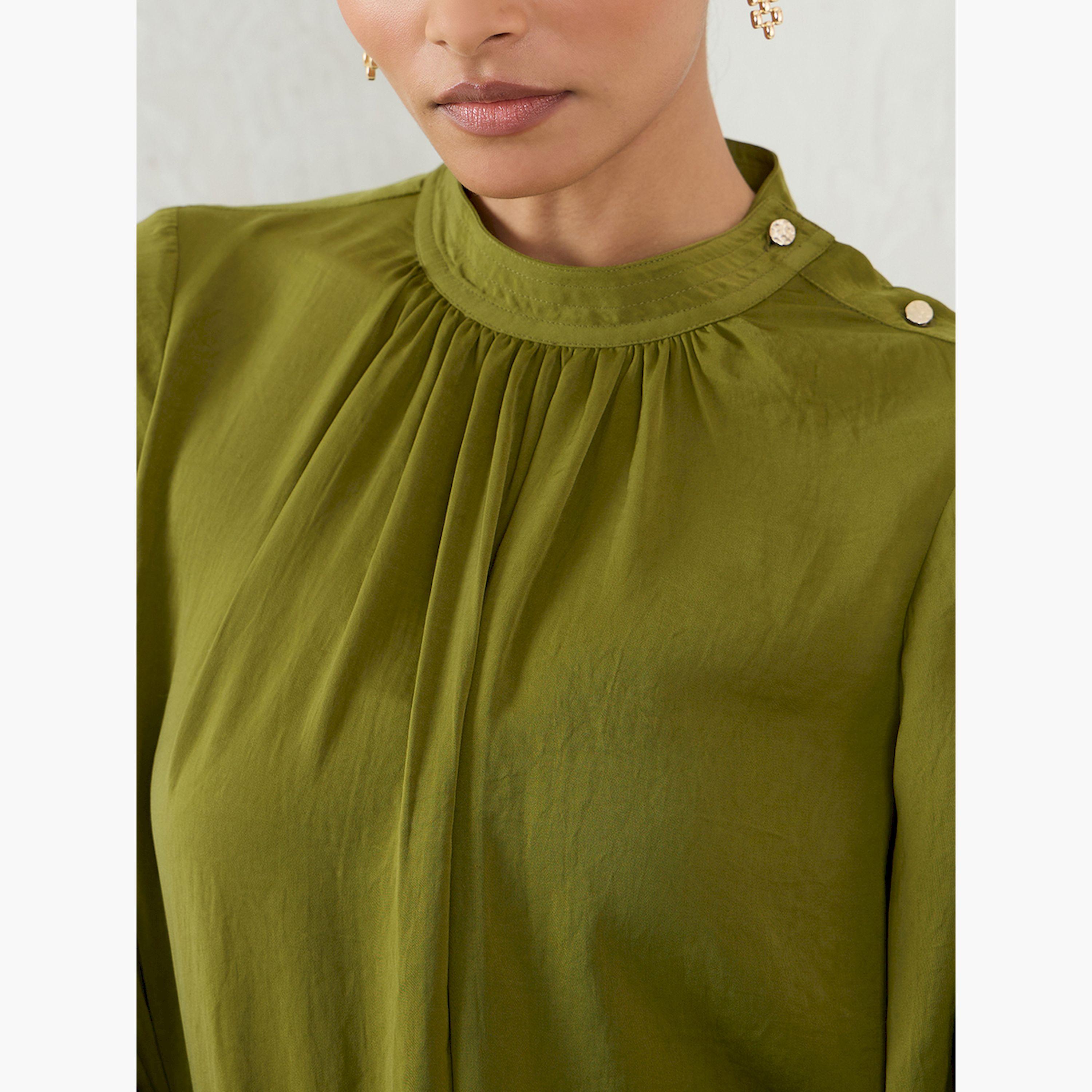 فيميلا × ستايلي-  بلوزة من الساتان العادي مع أزرار على الكتف-women-clothing-shirtsandblouses-blouses-image-5